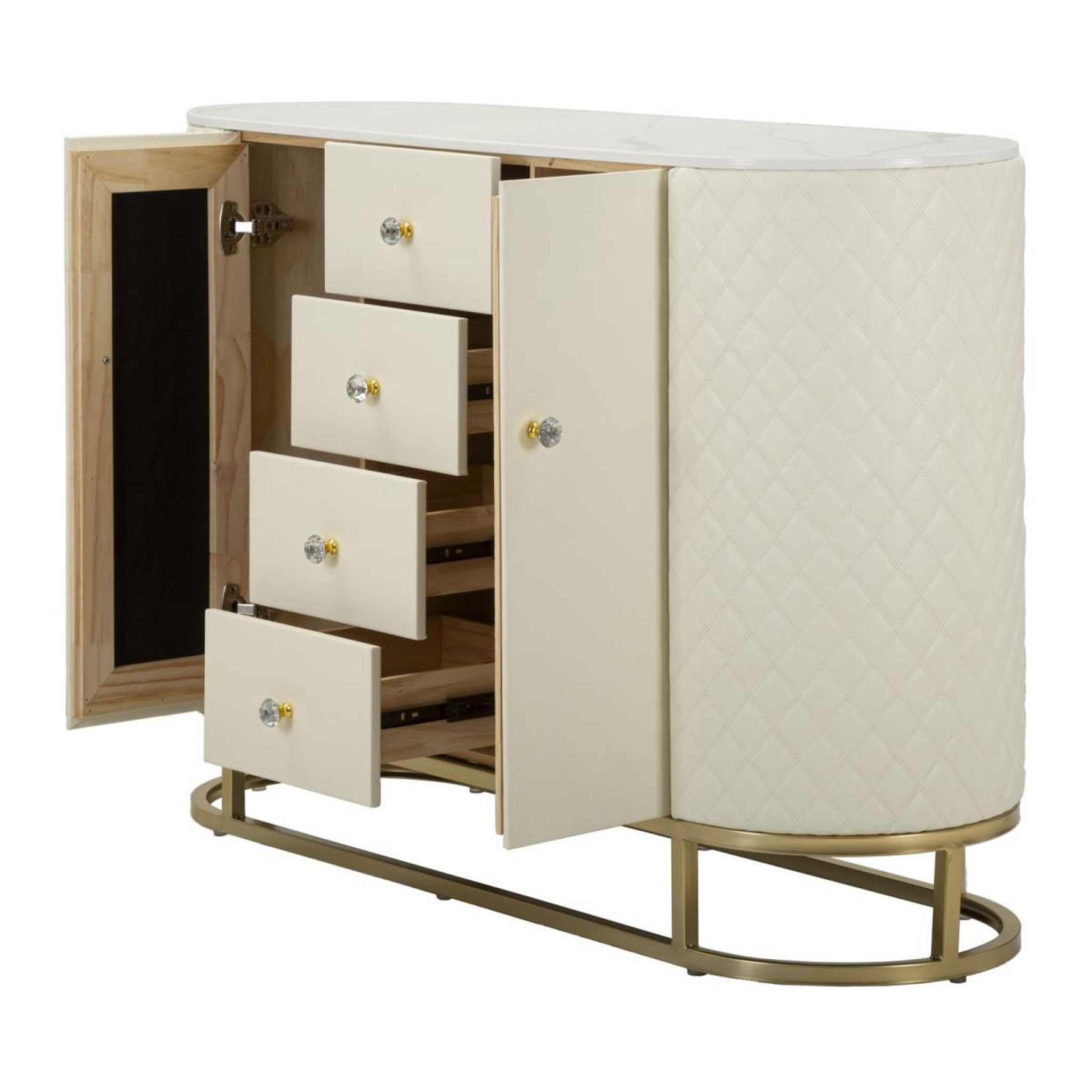 Voir la diapositive 3 : Paris Prix Buffet design effet marbre  sharon  120cm blanc & or