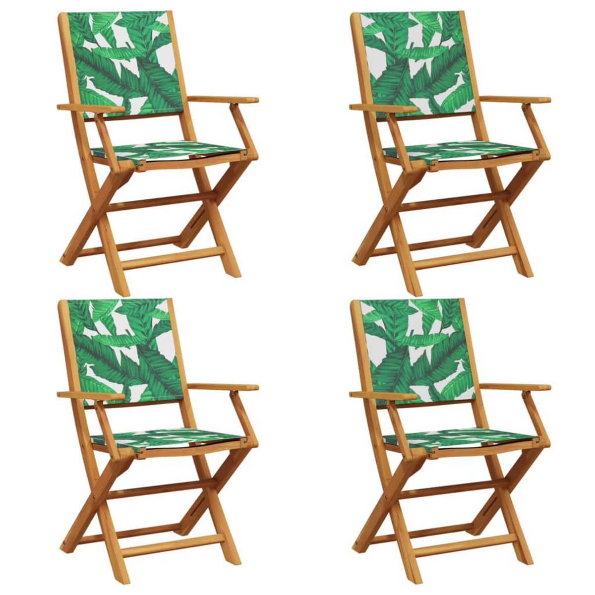 VIDAXL Chaises de jardin pliantes lot de 4 vert tissu et bois massif