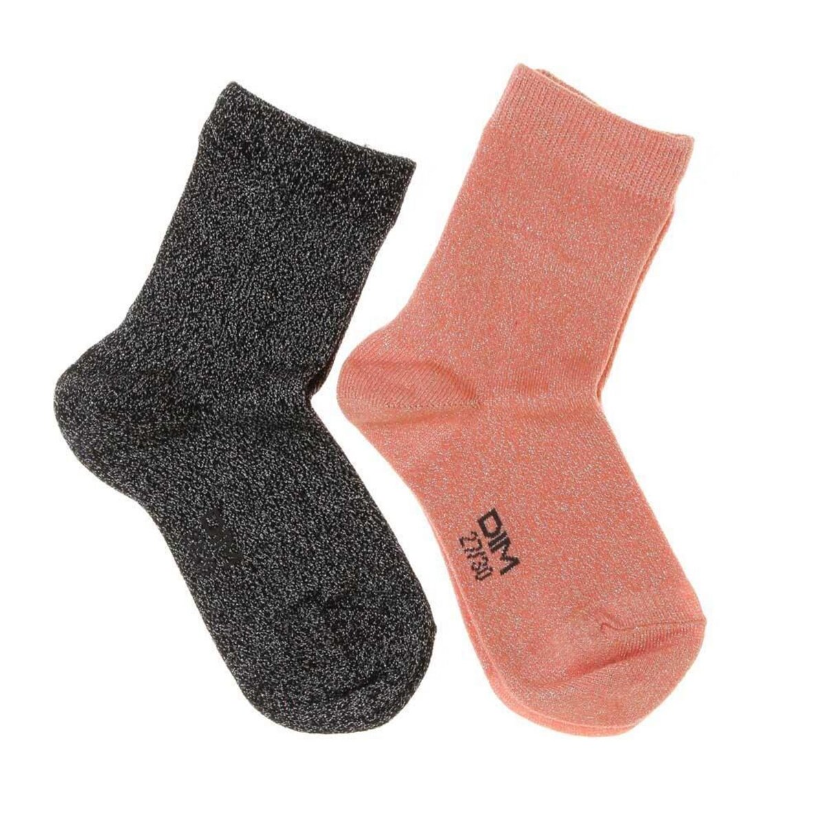 DIM 2x Paires de Chaussettes Montantes /Gris à Motifs Fille Dim Fantaisie