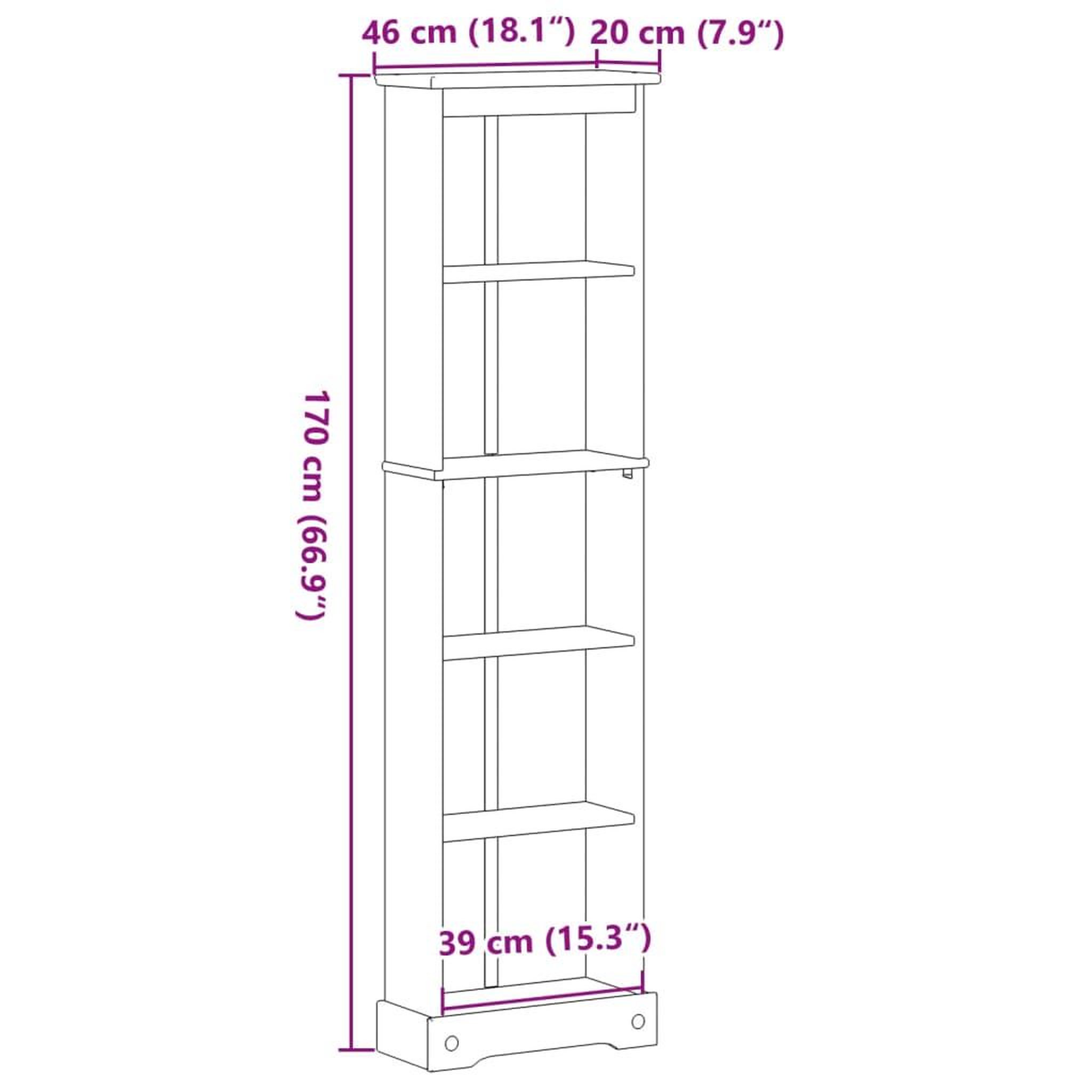 Voir la diapositive 6 : VIDAXL Bibliotheque  46x20x170 cm bois de pin massif