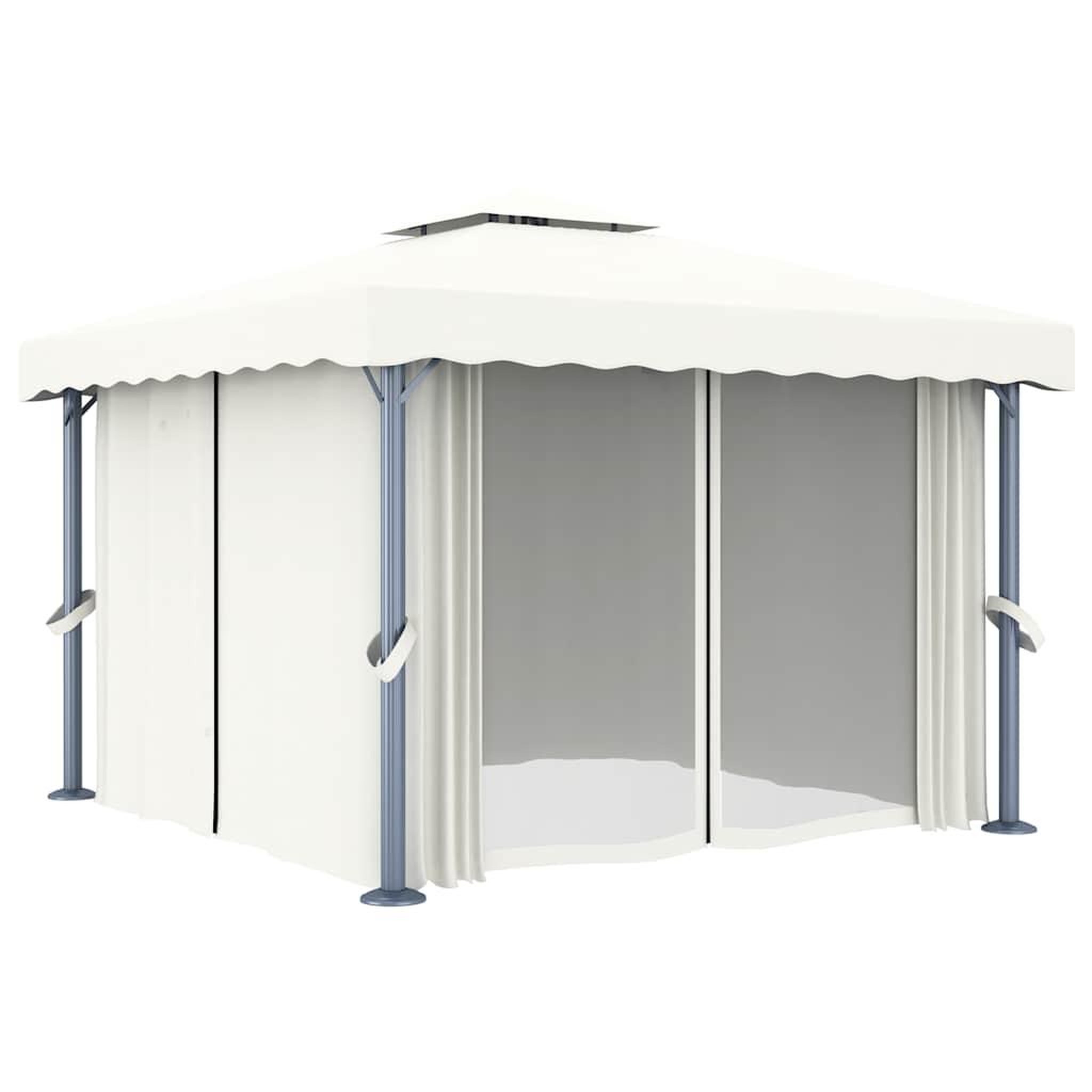 Voir la diapositive 5 : VIDAXL Tonnelle et rideau et guirlande lumineuse LED 3x3 m Blanc creme