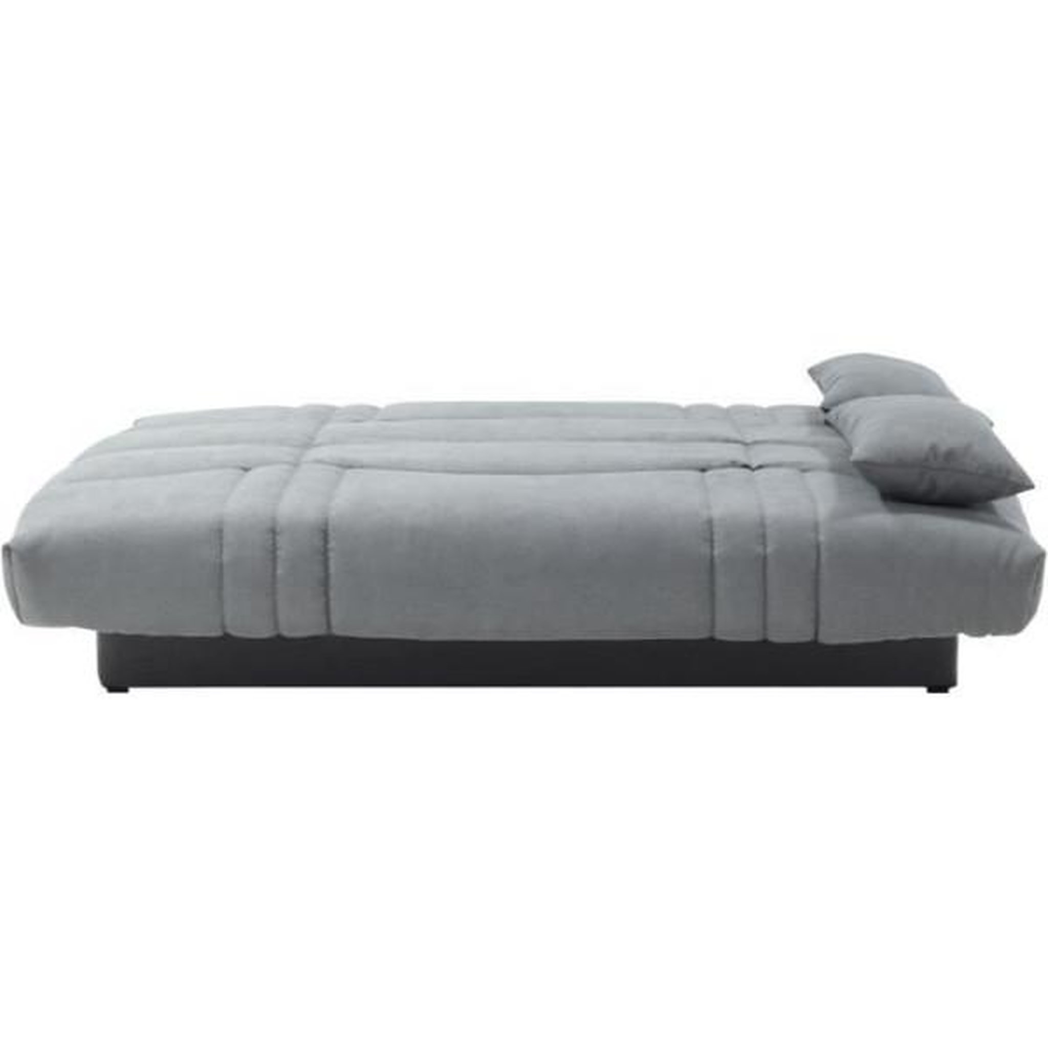 Voir la diapositive 4 : MARKET24 Clic clac 3 places THELMA - Tissu Soro gris moyen - Couchage 125x190 cm - L190 x P92 x H96 cm