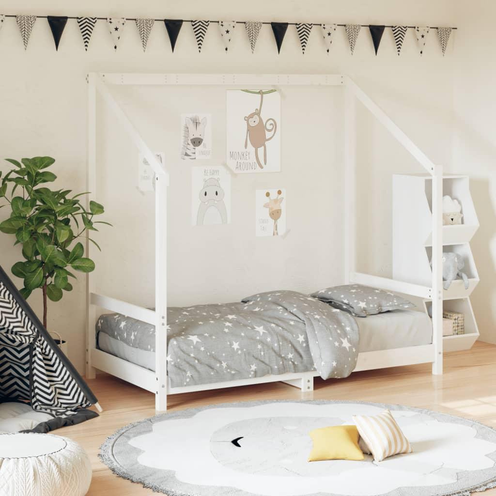 VIDAXL Cadre de lit pour enfant blanc 80x160 cm bois de pin massif