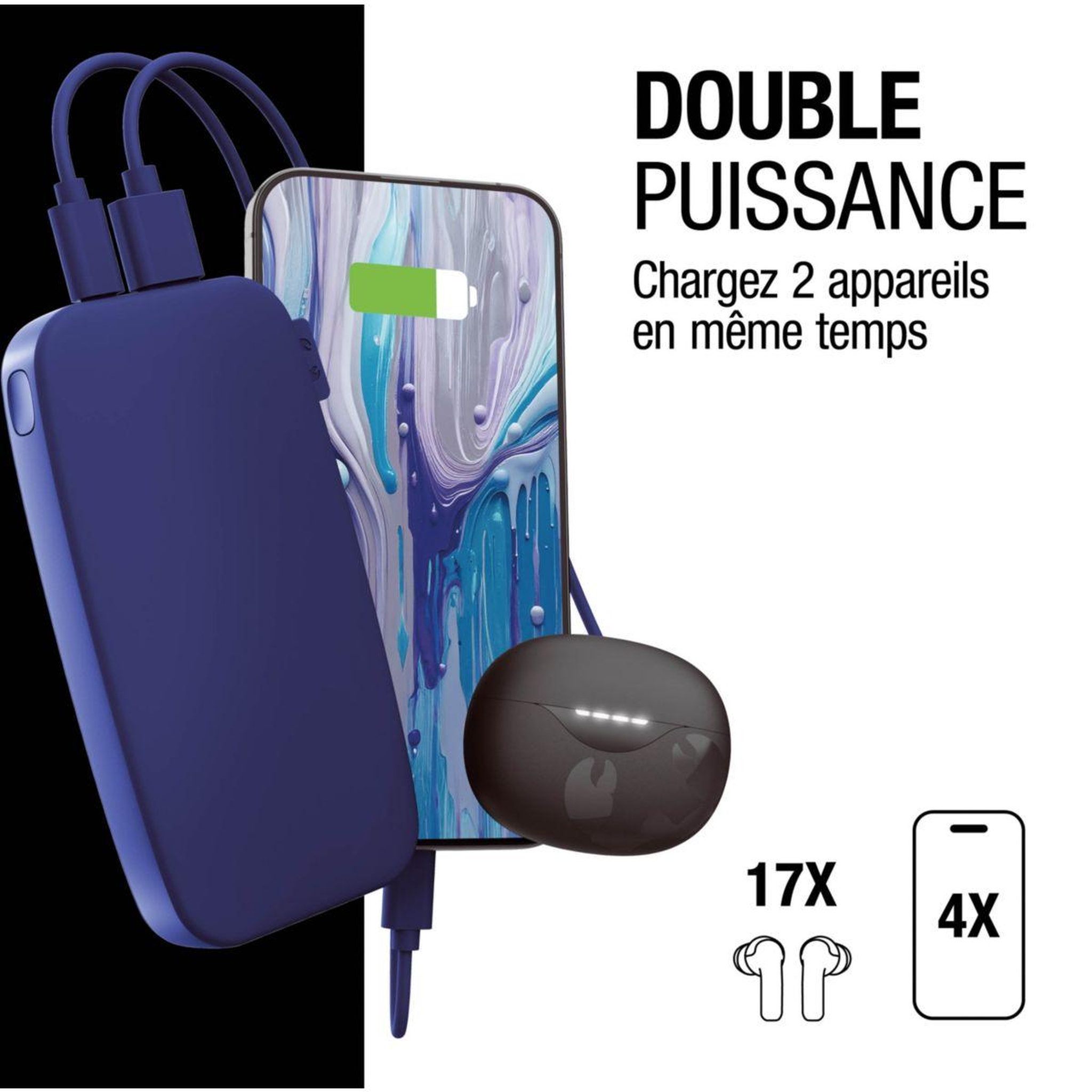 Voir la diapositive 3 : FRESH'N REBEL Batterie nomade 12000mAh USB-C ultra-rapide 20W Bleu