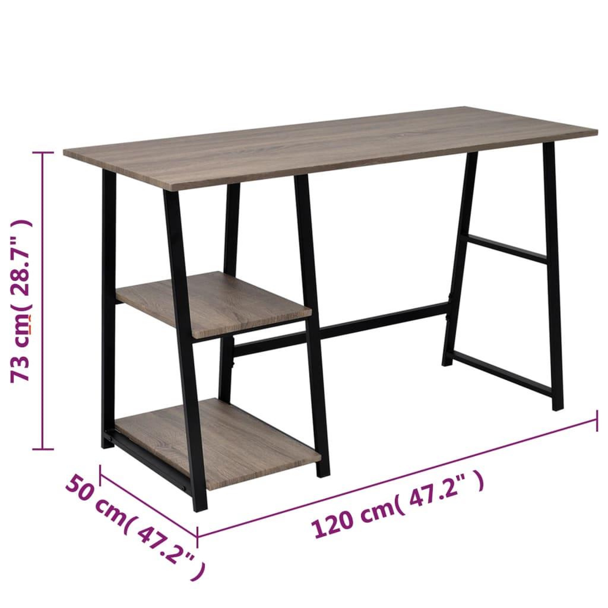 Voir la diapositive 6 : VIDAXL Bureau avec 2 etageres gris et chene