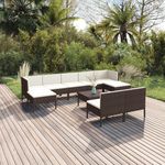 VIDAXL Salon de jardin 10 pcs avec coussins Resine tressee Marron