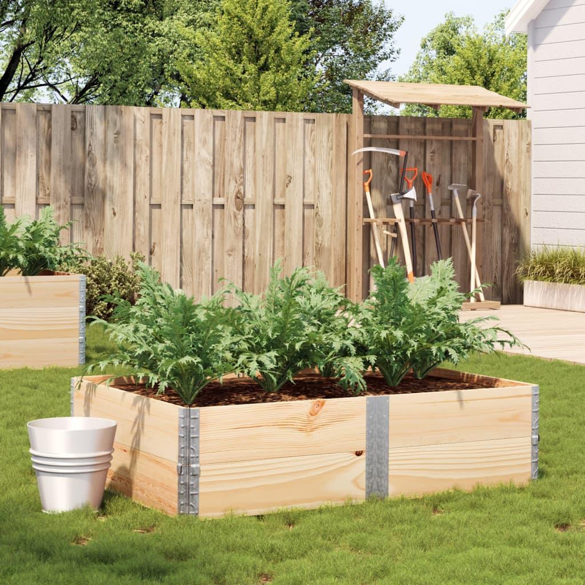 Voir la diapositive 1 : VIDAXL Jardiniere 150x100 cm bois de pin massif