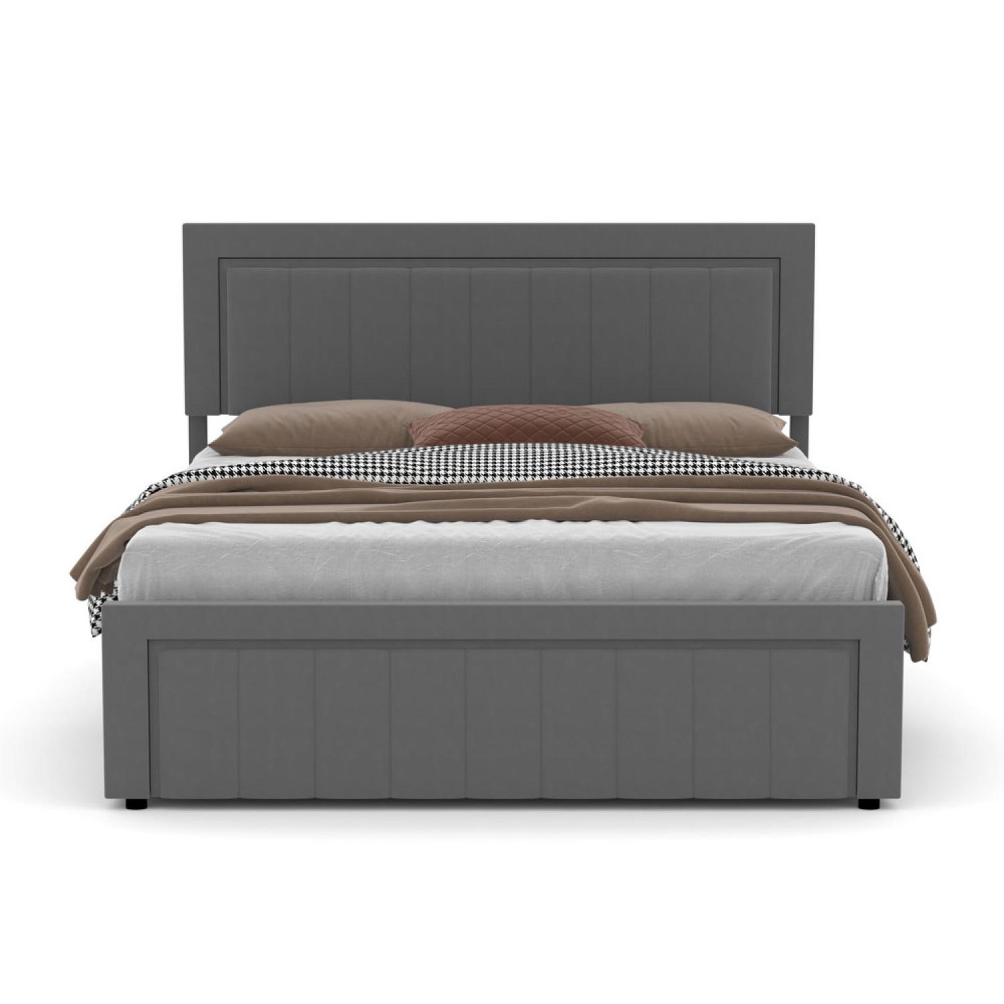 Voir la diapositive 5 : CONCEPT USINE Lit coffre 160x200cm en velours gris nashville