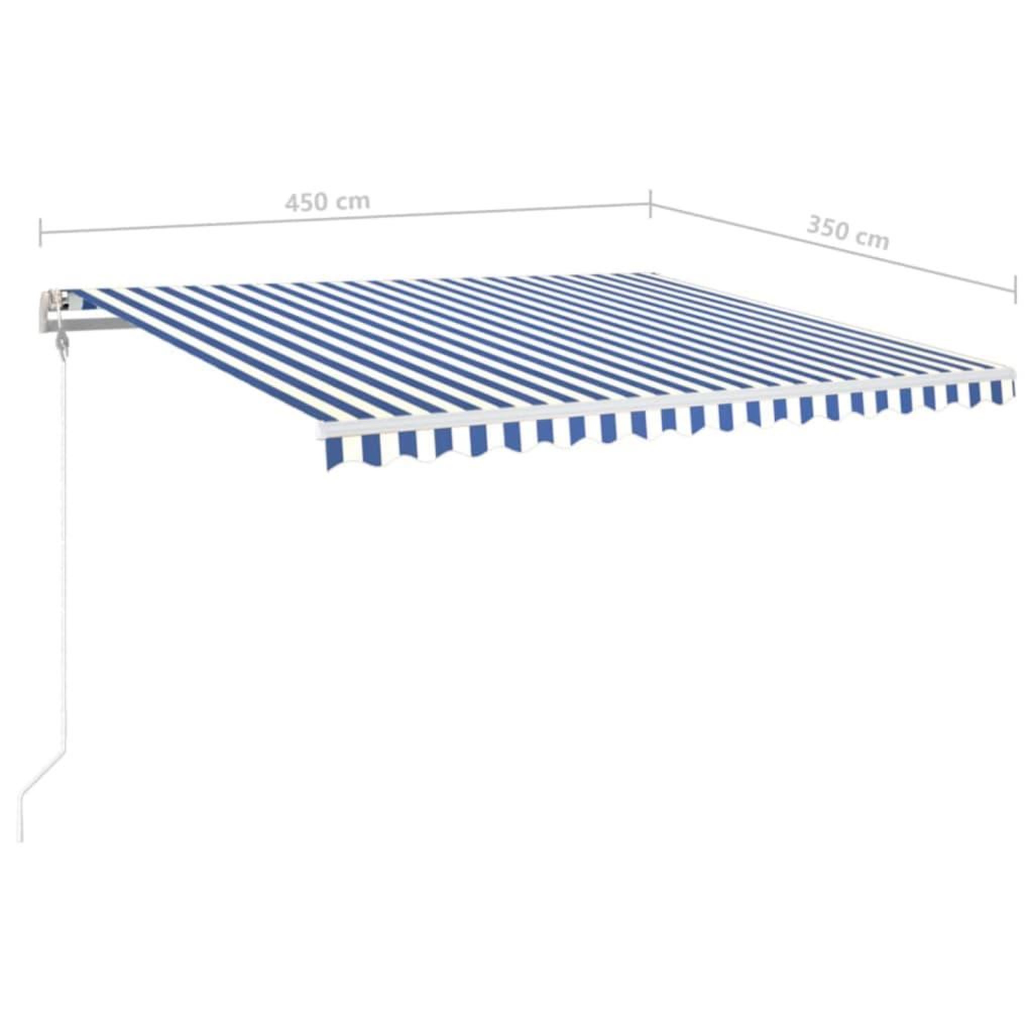 Voir la diapositive 6 : VIDAXL Auvent automatique capteur de vent LED 450x350 cm Bleu et blanc