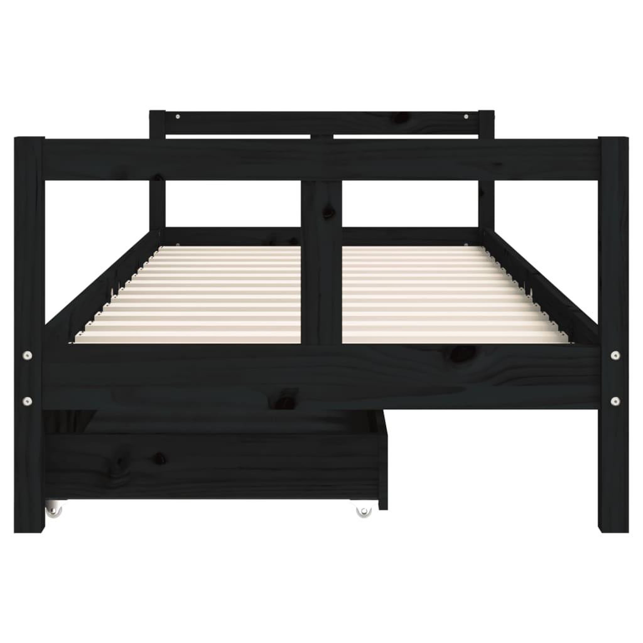 Voir la diapositive 5 : VIDAXL Cadre de lit enfant tiroirs noir 80x200 cm bois de pin massif
