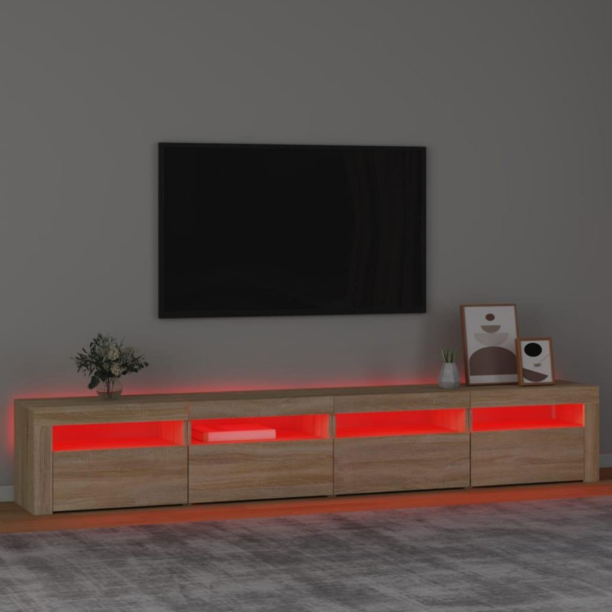 VIDAXL Meuble TV avec lumieres LED Chene sonoma 240x35x40 cm