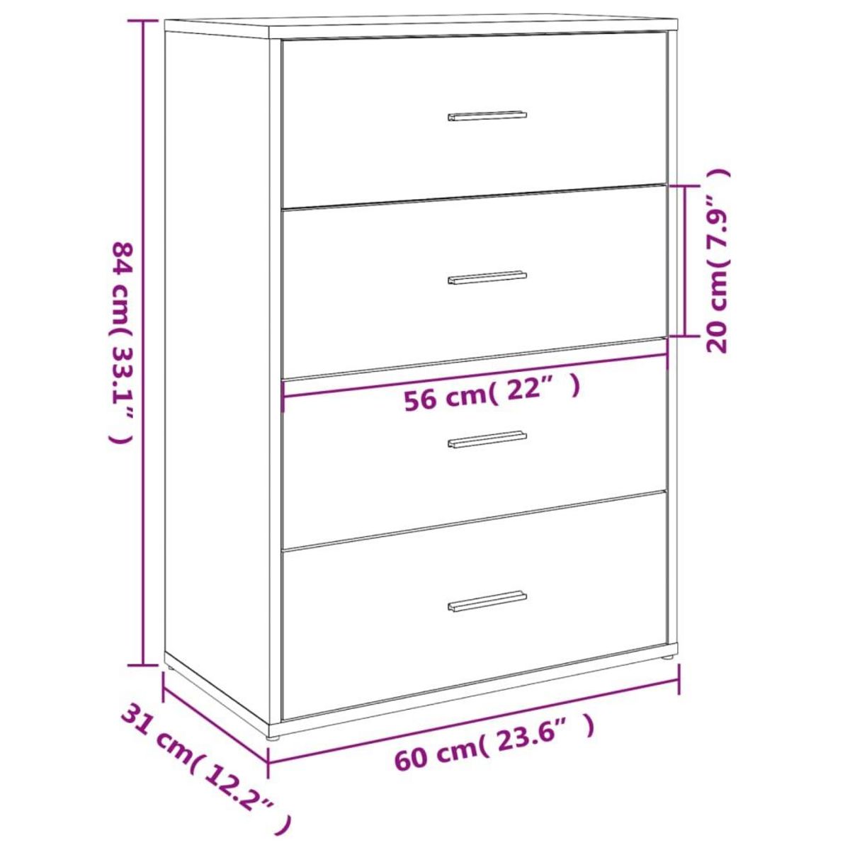 VIDAXL Buffet blanc 60x31x84 cm bois d'ingenierie