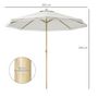 Voir la diapositive 3 : OUTSUNNY Parasol octogonal inclinable Ø 2,65 x 2,44H m mât baleine métal aspect bois polyester haute densité 180 g/m² blanc