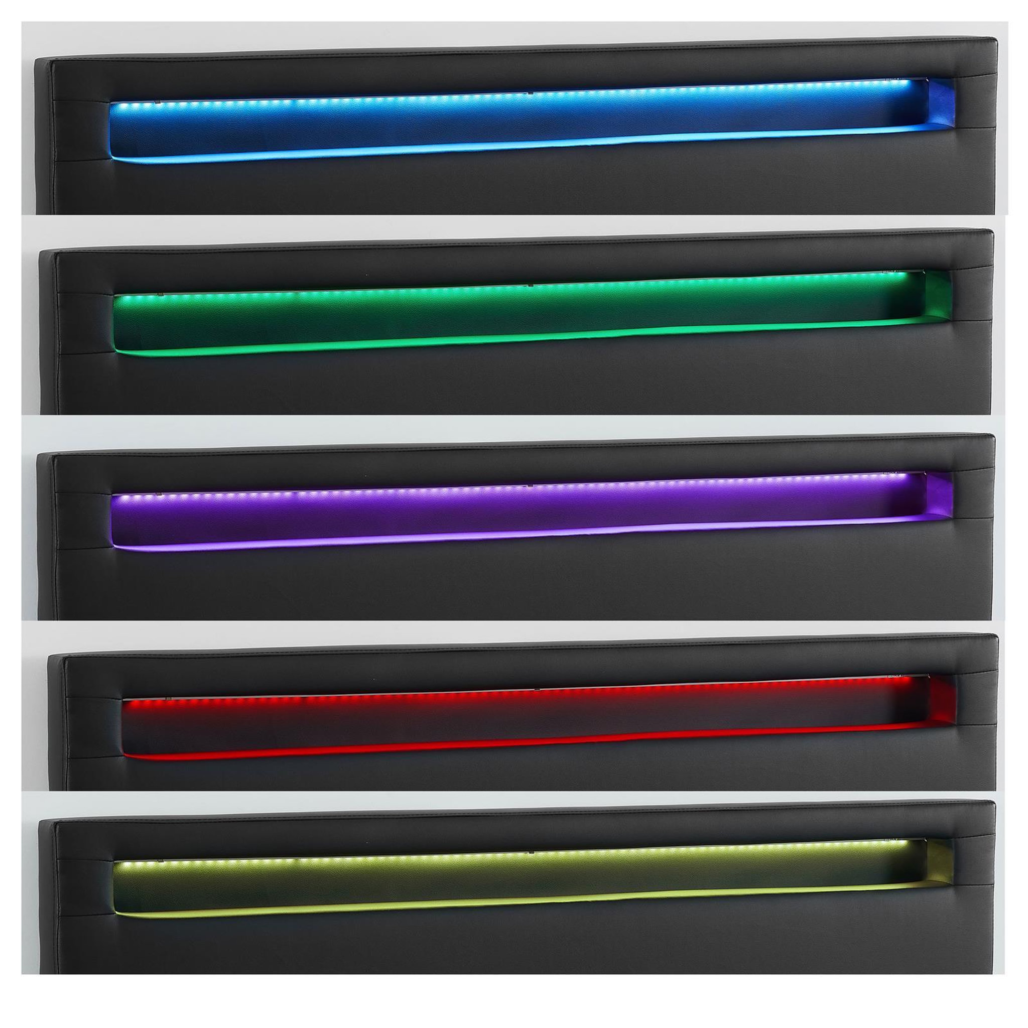 Voir la diapositive 5 : IDIMEX Lit LED double PINOT 140x190 cm, avec sommier, revêtement synthétique