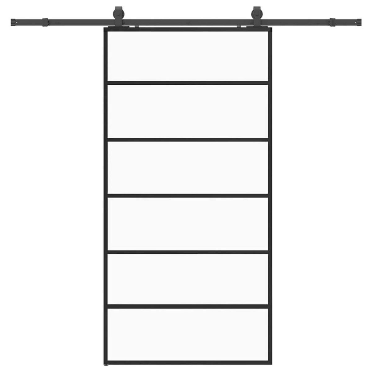 VIDAXL Porte coulissante kit de quincaillerie noir 102x205cm verre ESG