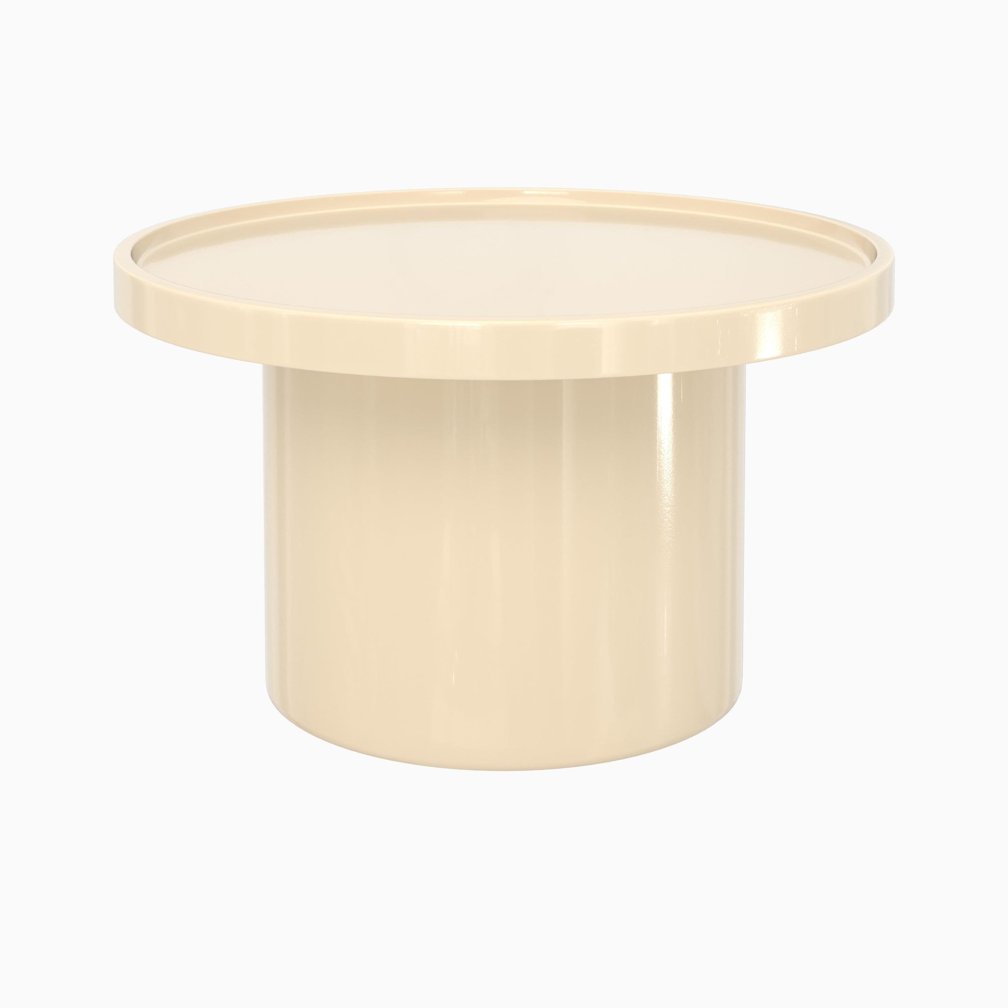 MAISON PAVANE Table basse en mdf laqué blanc cassé, d70 cm-nora