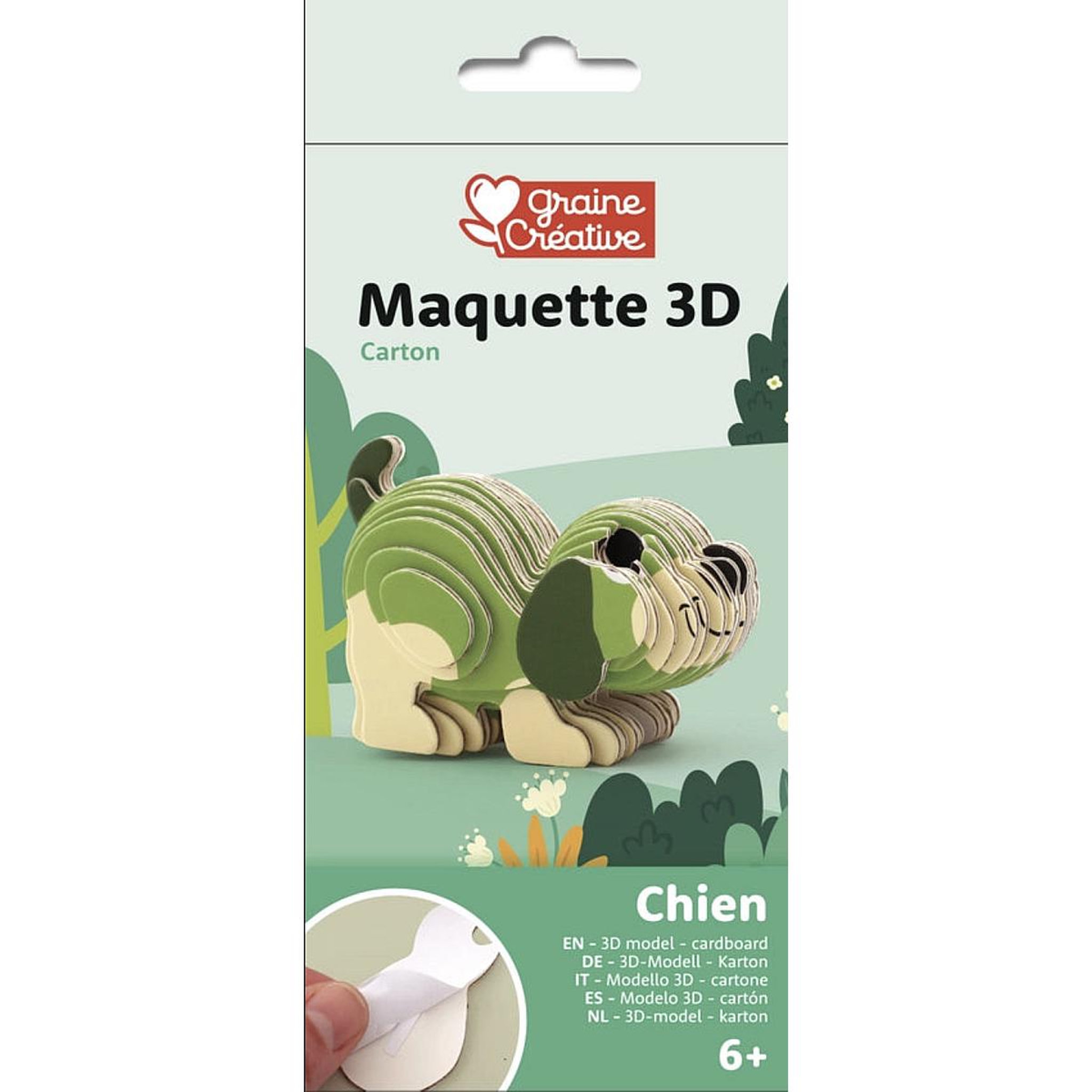 Graine créative maquette adhesive carton 3d - chien