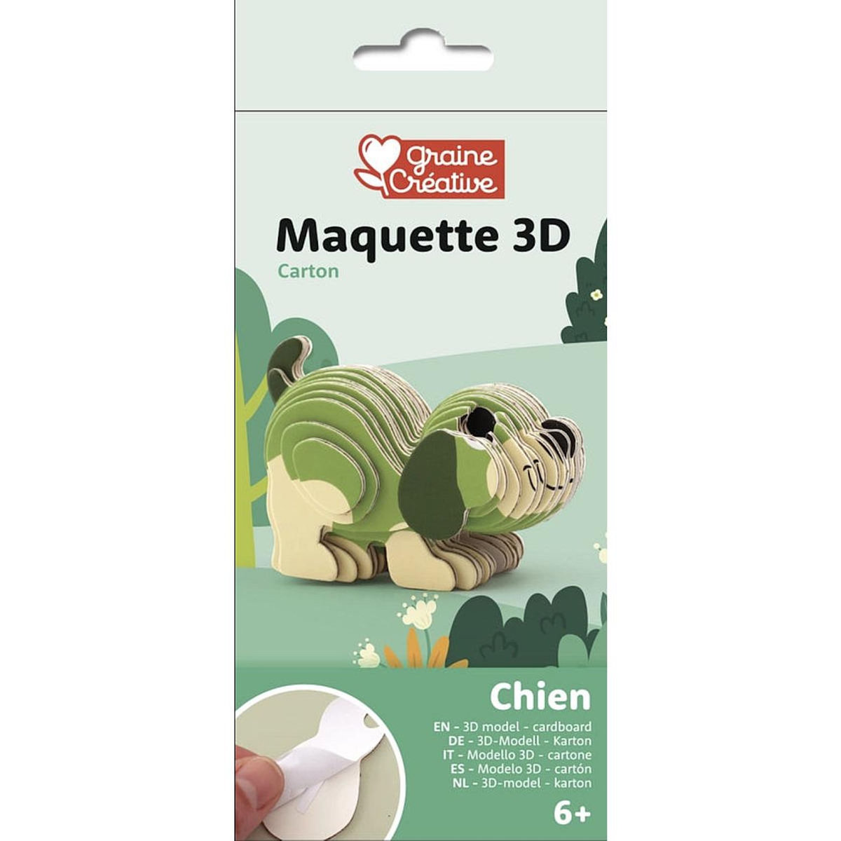 Graine créative maquette adhesive carton 3d - chien