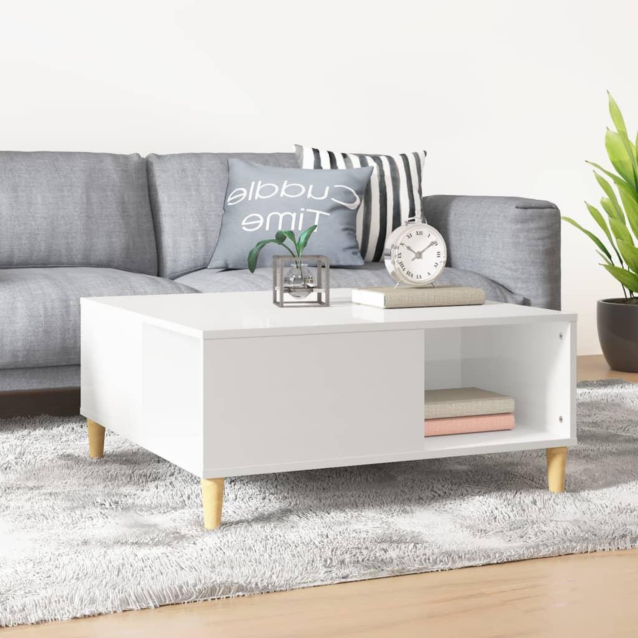 Voir la diapositive 1 : VIDAXL Table basse blanc brillant 80x80x36,5 cm bois d'ingenierie