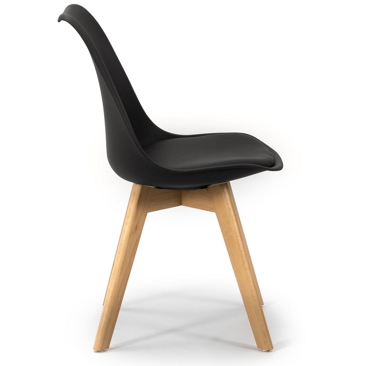 VS VENTA-STOCK Lot de 4 Chaises Klara Noir tapissées en Cuir synthétique avec Pieds Bois