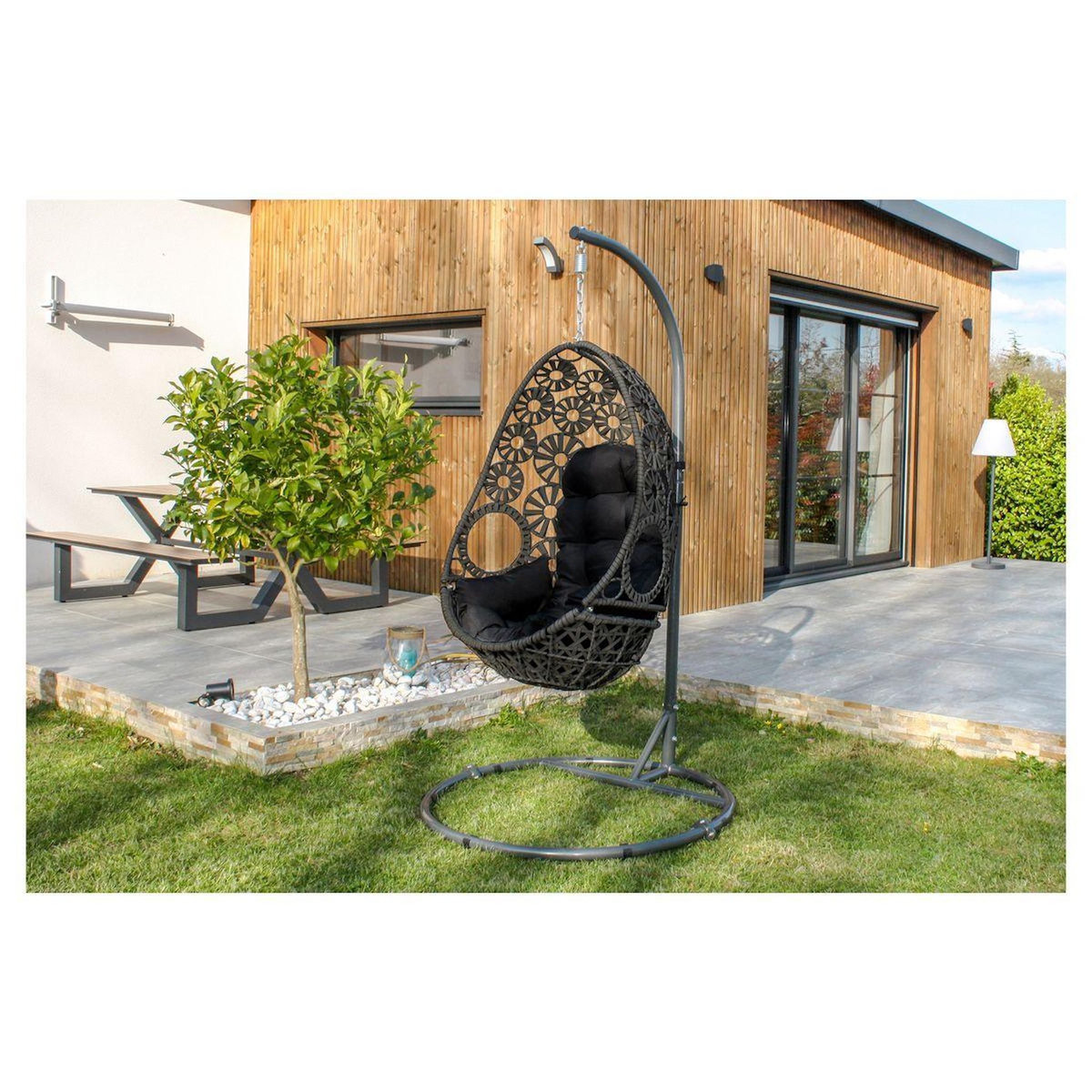 DCB GARDEN Balancelle - Résine tressée - Gris - SAMOA