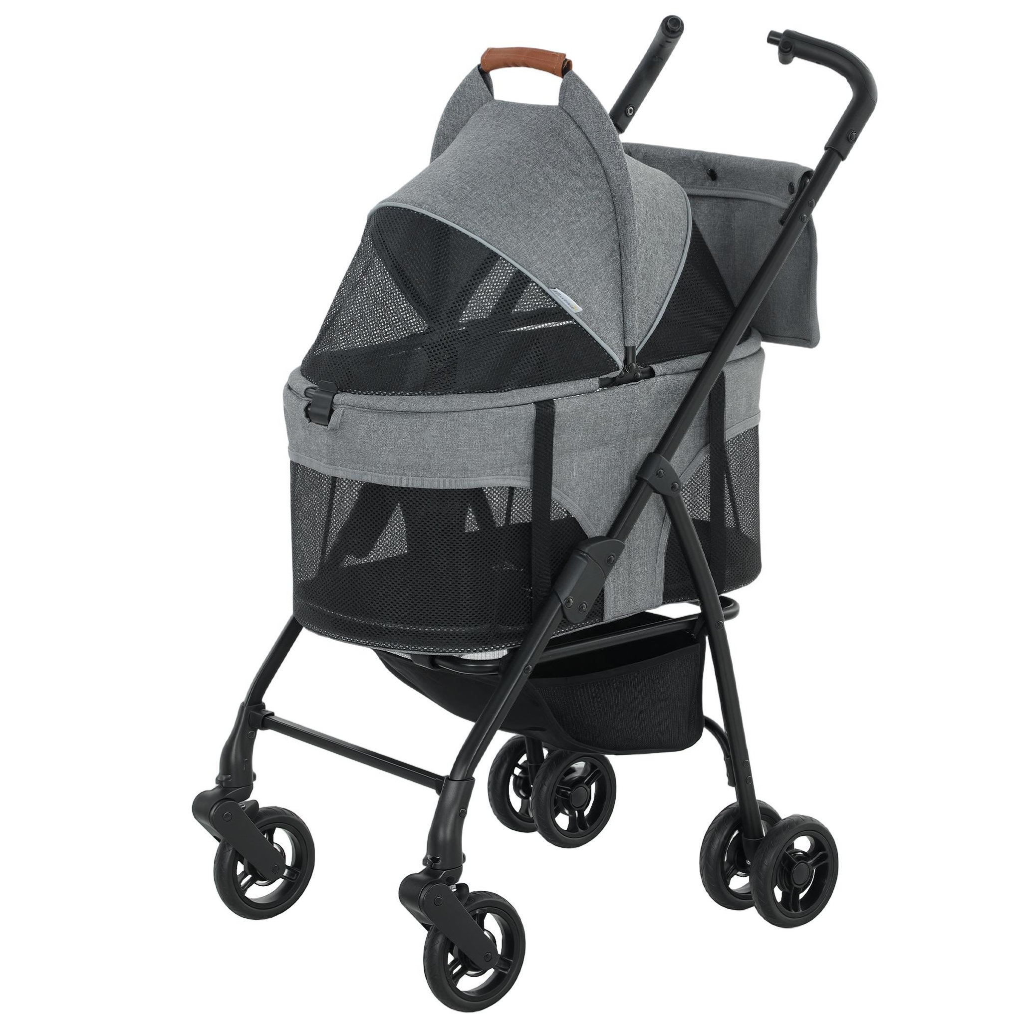Voir la diapositive 5 : PAWHUT Poussette pour chien  siège auto sac de transport 3 en 1 gris