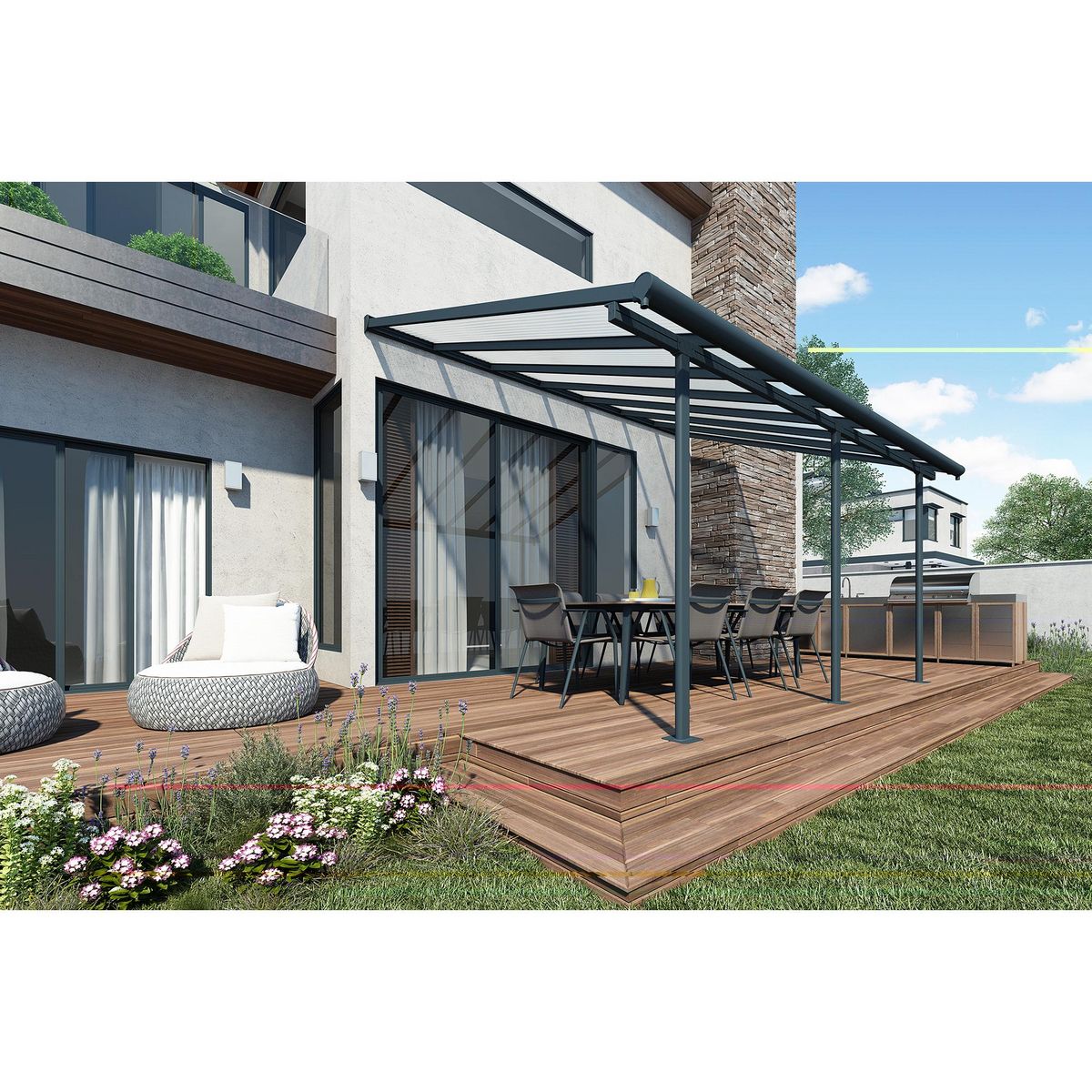 Pergola adossable aluminiun - 16.37m²  