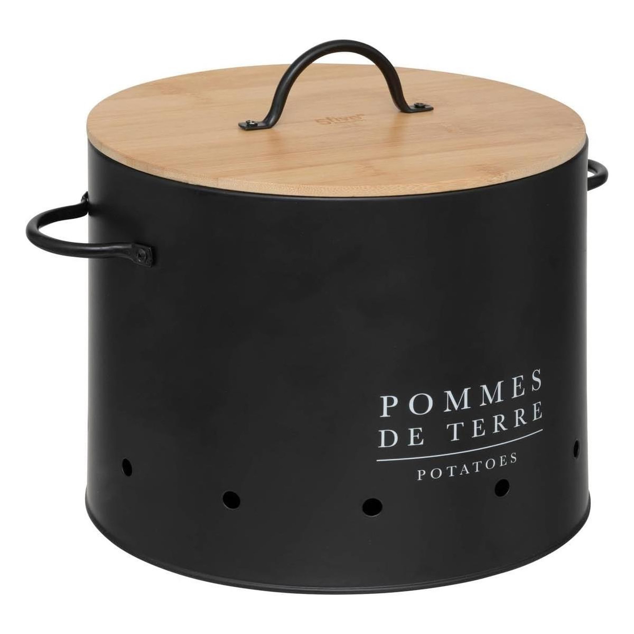 Voir la diapositive 2 : FIVE Lot de 3 boites en métal  black bambou  28cm noir