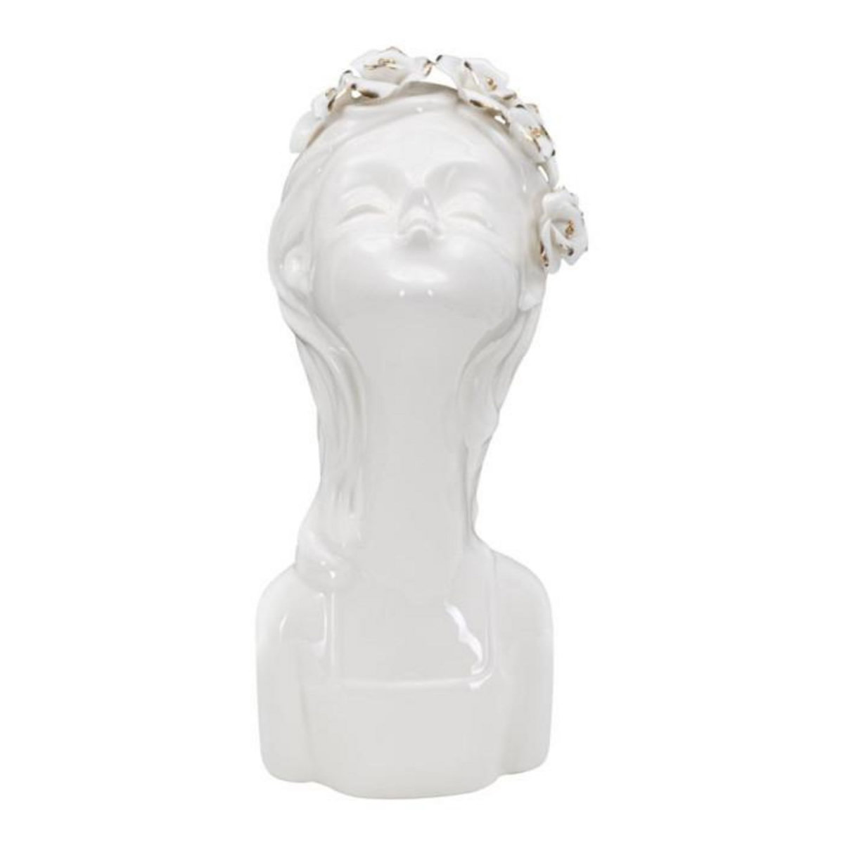 Paris Prix Vase Déco en Porcelaine  Young Lady Roses  26cm Blanc