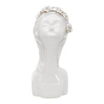 Paris Prix Vase Déco en Porcelaine  Young Lady Roses  26cm Blanc
