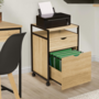 Voir la diapositive 2 : ID MARKET Caisson de bureau support imprimante DETROIT 2 tiroirs design industriel