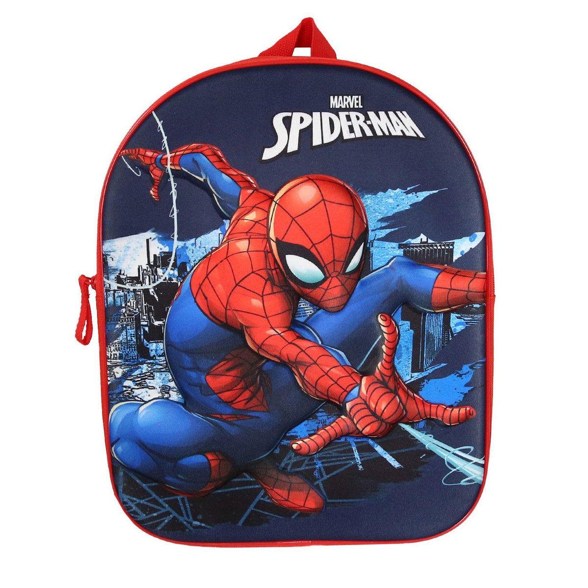 Bagtrotter Bagtrotter - Spiderman - Sac à Dos Scolaire Goûter 31 cm - Marine - 1 compartiment zippé - Bretelles Matelassées - Face 3D - 25x11x32 cm - Matière Polyester - Sac à Dos Scolaire Maternelle