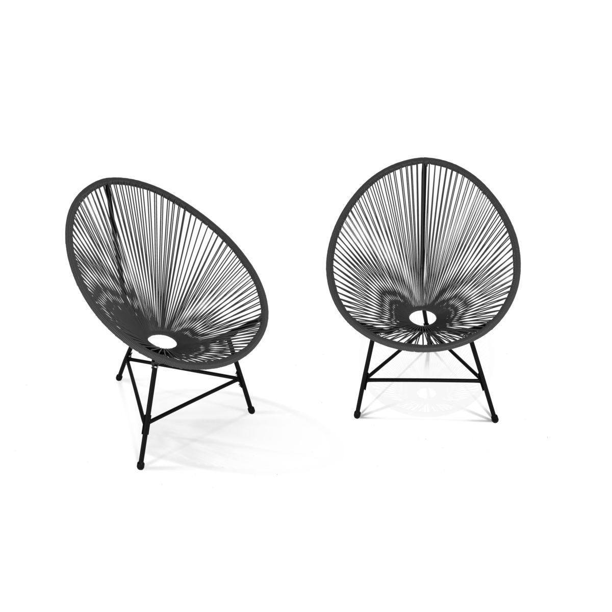 Inkazen Salon bas de jardin en résine gris 2 places IBIZA