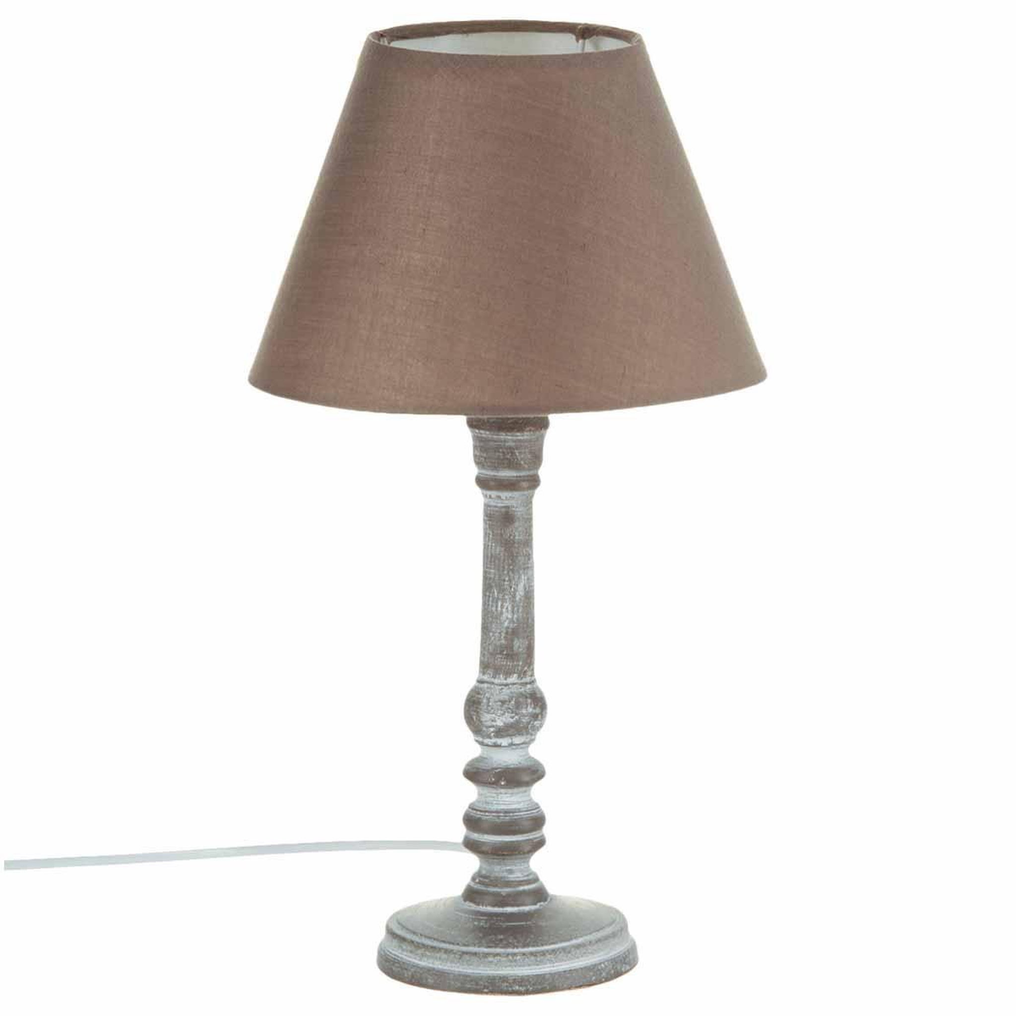 Voir la diapositive 1 : ATMOSPHERA Lampe à poser en bois  leo  36cm taupe