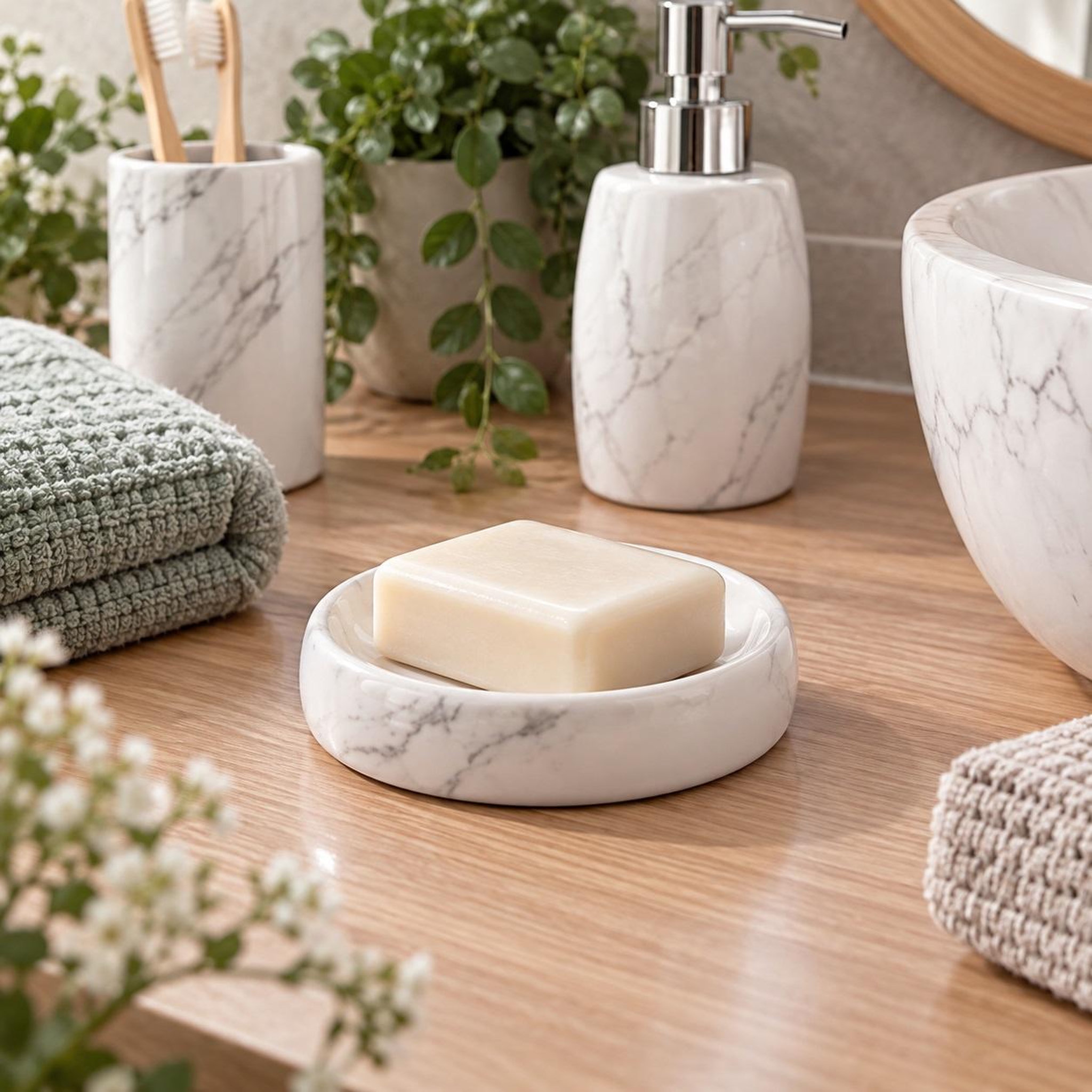 Voir la diapositive 2 : Eden Porte savon ceramique marbre design et moderne