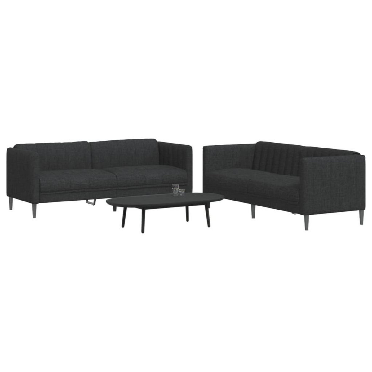 VIDAXL Ensemble de canapes 2 pcs noir tissu