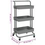Voir la diapositive 6 : VIDAXL Chariot de cuisine 3 niveaux Gris 42x35x85 cm Fer et ABS