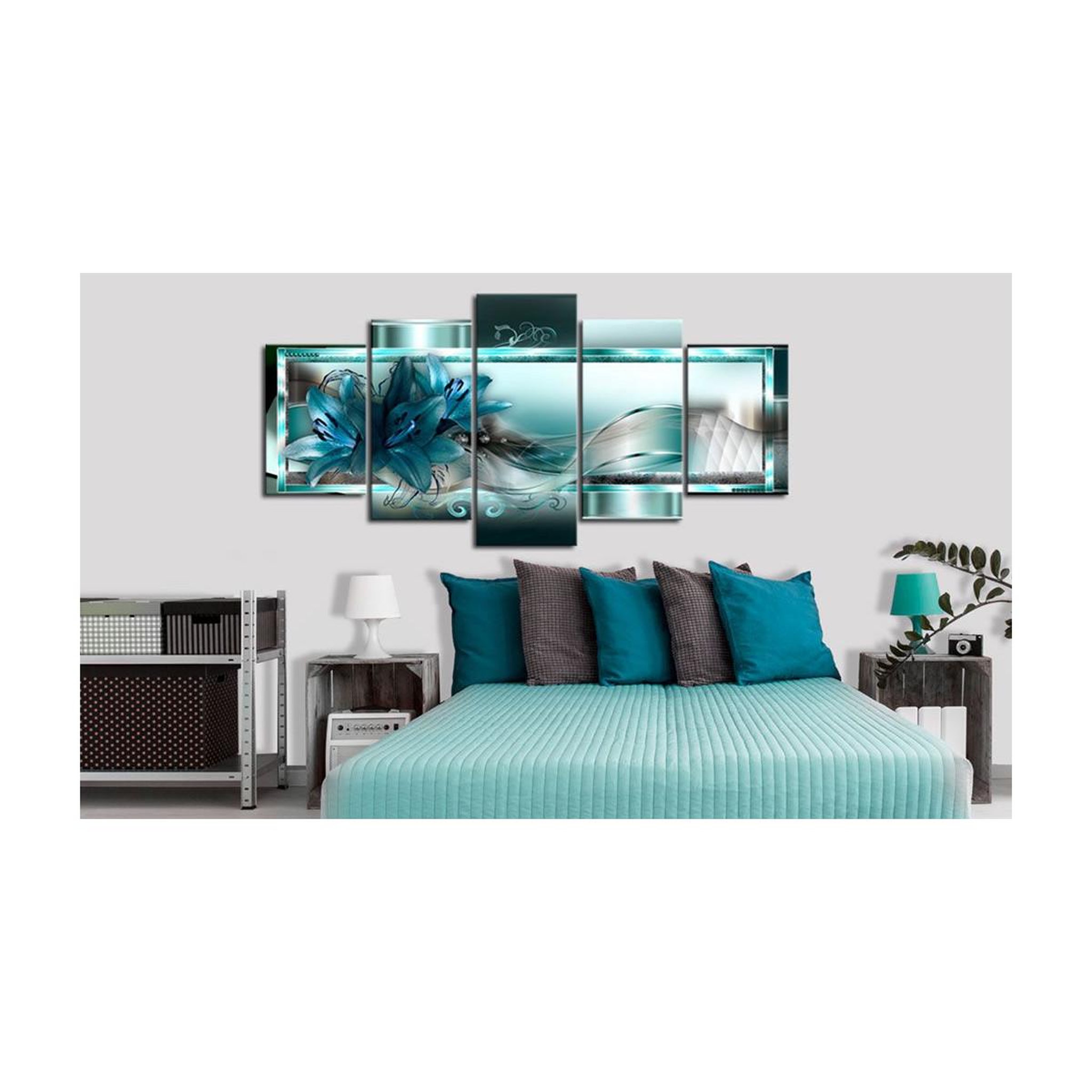 Voir la diapositive 2 : Paris Prix Tableau imprimé  sky blue lilies