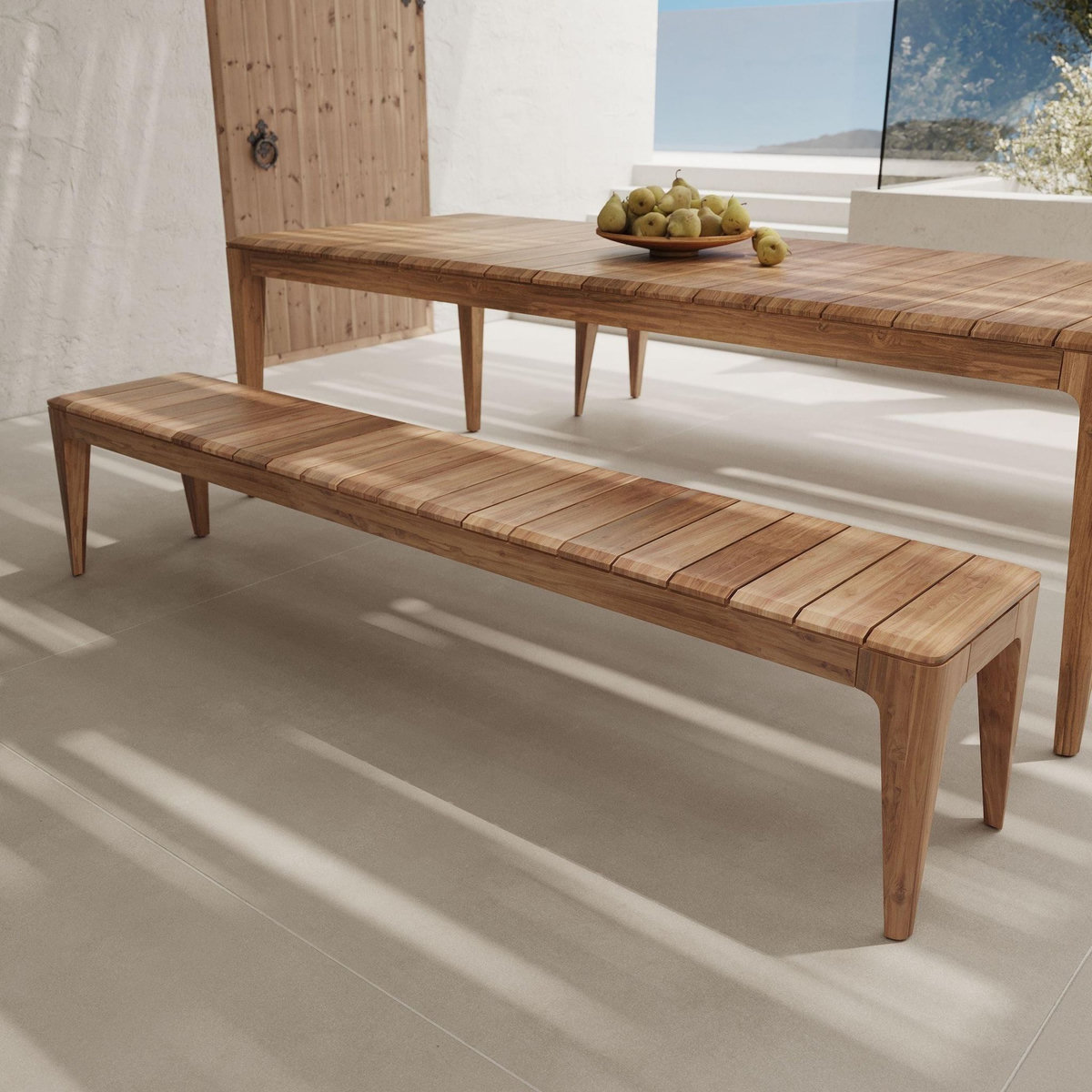 Rendez vous déco Banc de jardin en bois de teck recyclé 5 personnes-Nonza