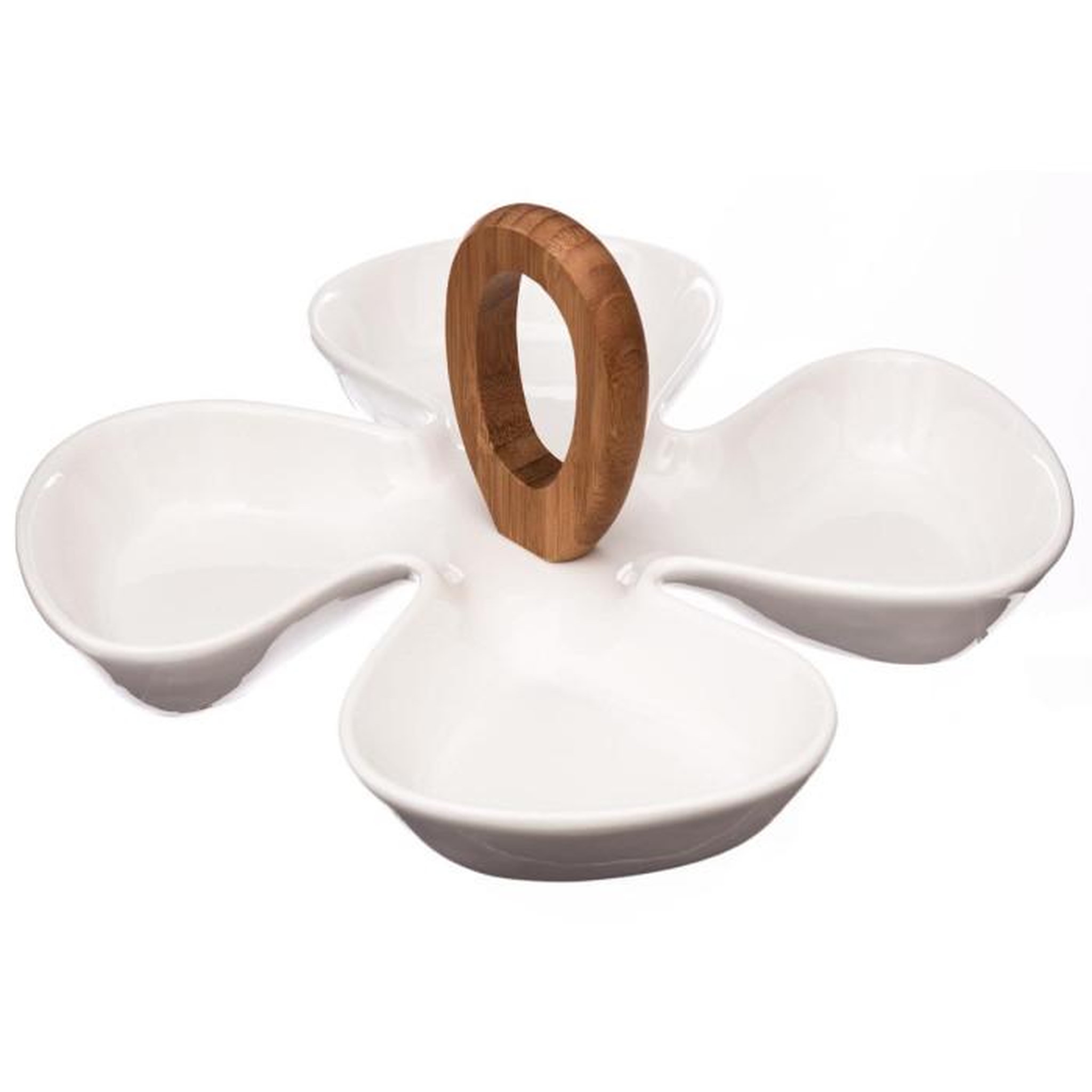 SECRET DE GOURMET Plat Apéritif à Poignée  Trèfle  28cm Blanc