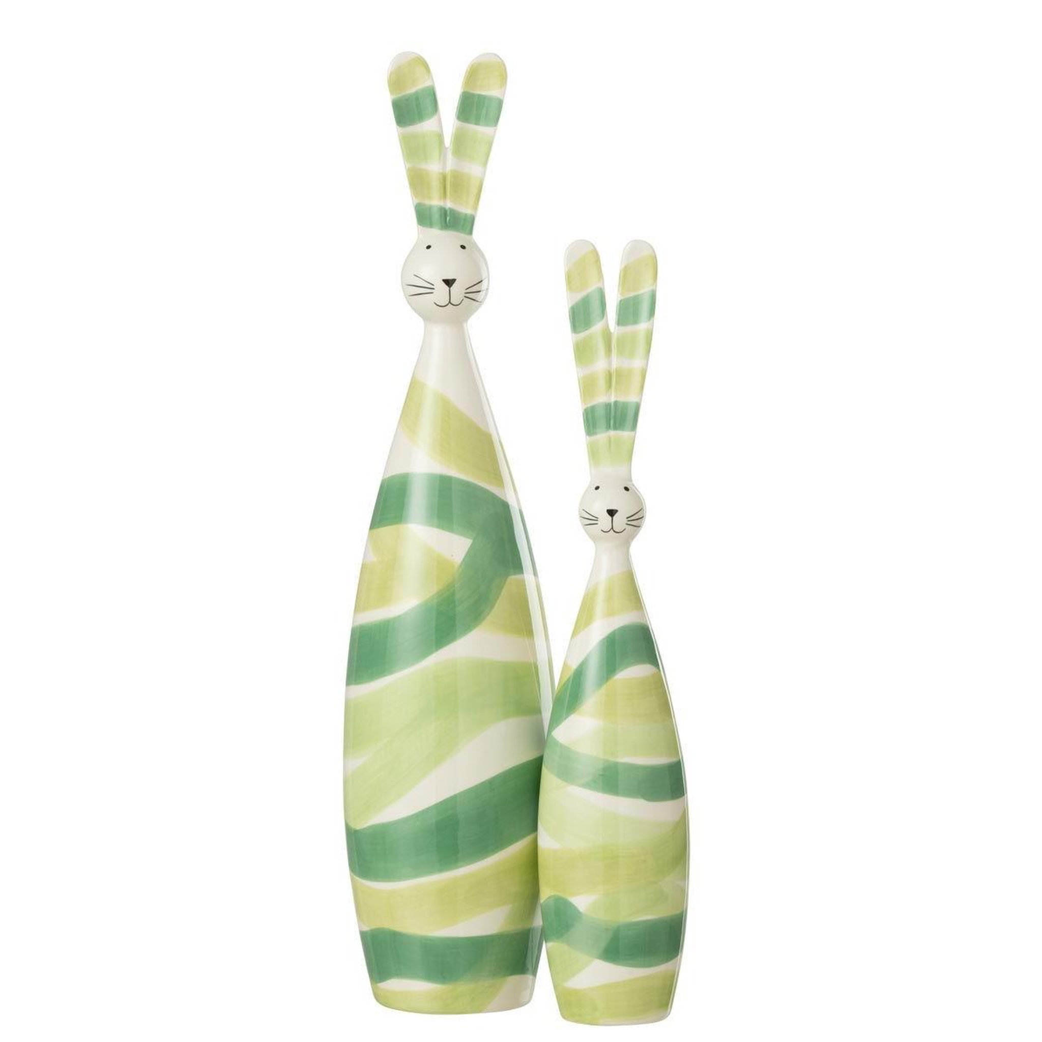 Voir la diapositive 2 : J-LINE Statuette déco lapin en dolomite  lignes  44cm vert