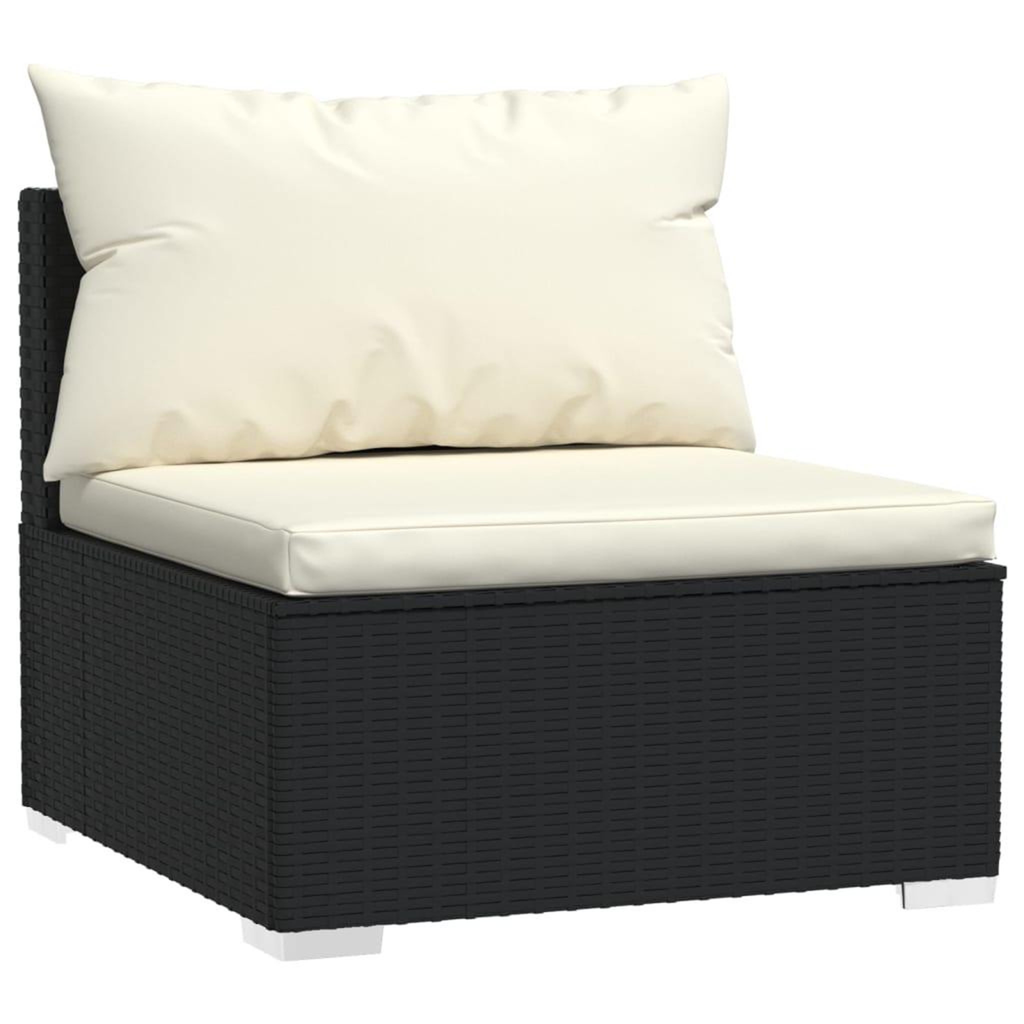 Voir la diapositive 3 : VIDAXL Salon de jardin 4 pcs avec coussins Noir Resine tressee