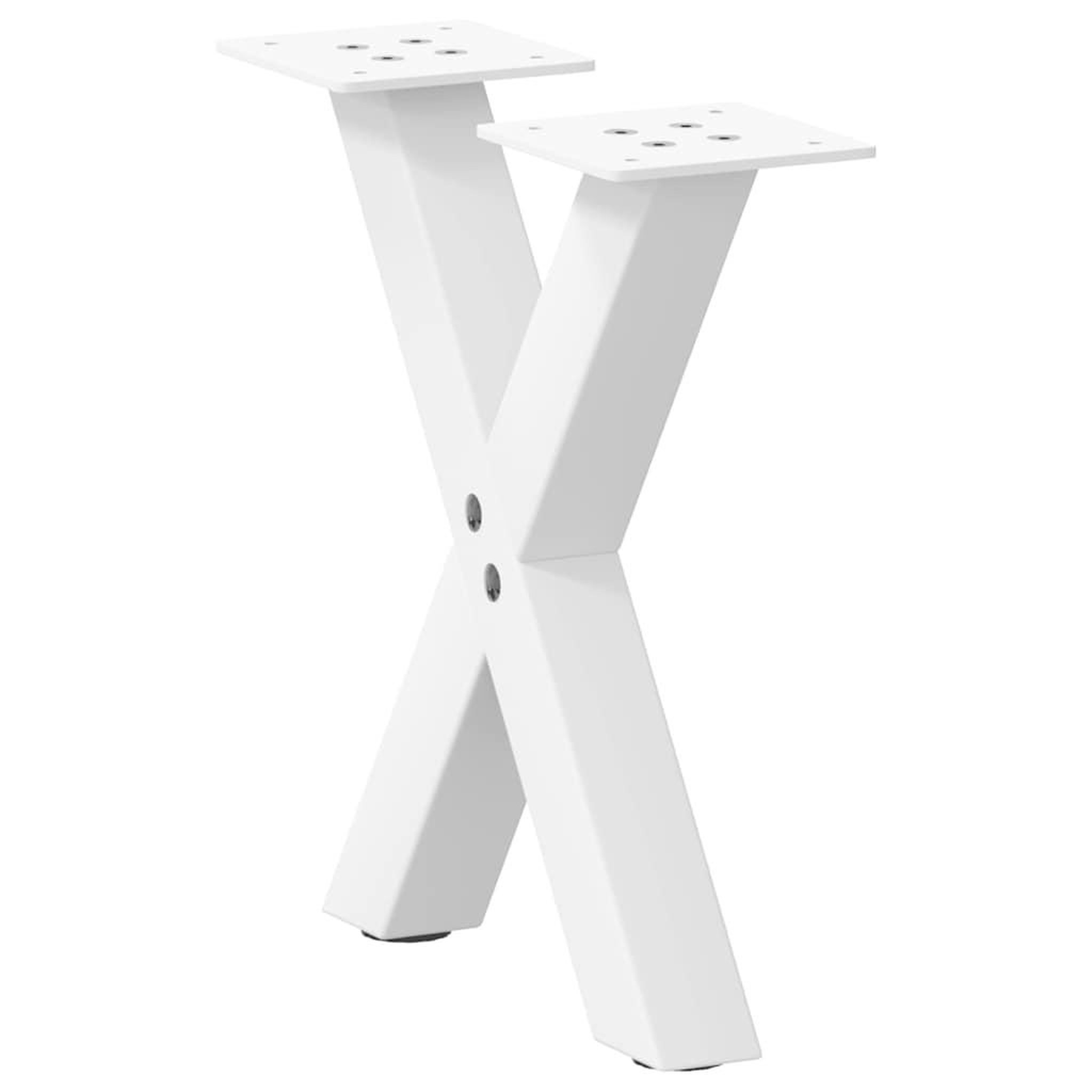VIDAXL Pieds de table basse forme de X 2 pcs blanc 37x(30-31) cm acier