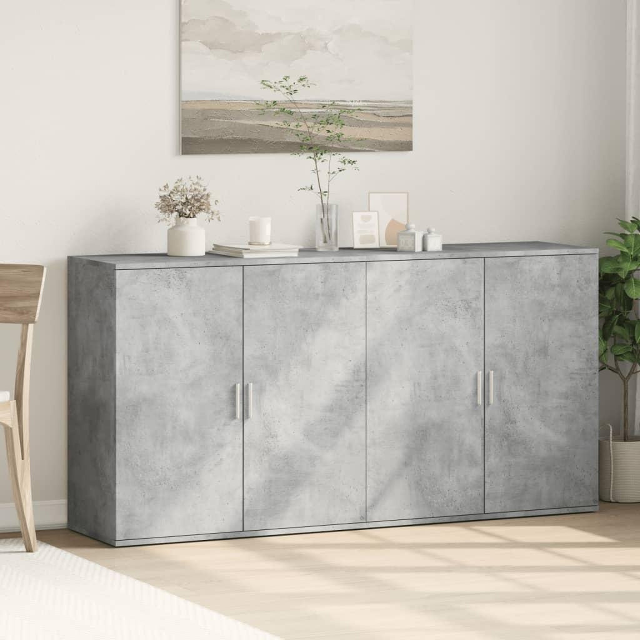 Voir la diapositive 3 : VIDAXL Buffets 2 pcs gris beton 79x38x80 cm bois d'ingenierie