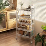 Voir la diapositive 6 : HOMCOM Chariot de service desserte de cuisine à roulettes 5 paniers métalliques amovibles 4 crochets acier