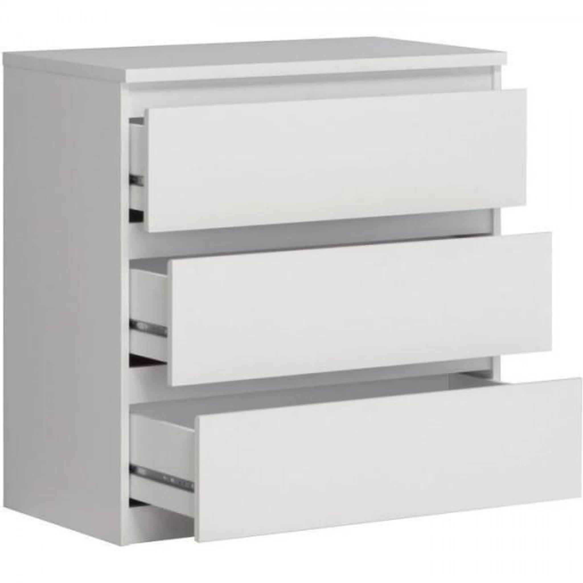 Voir la diapositive 5 : MARKET24 Commode CHELSEA 3 Tiroirs - Couleur blanc mat - L 77,2 x P 42 x H 79,9 cm
