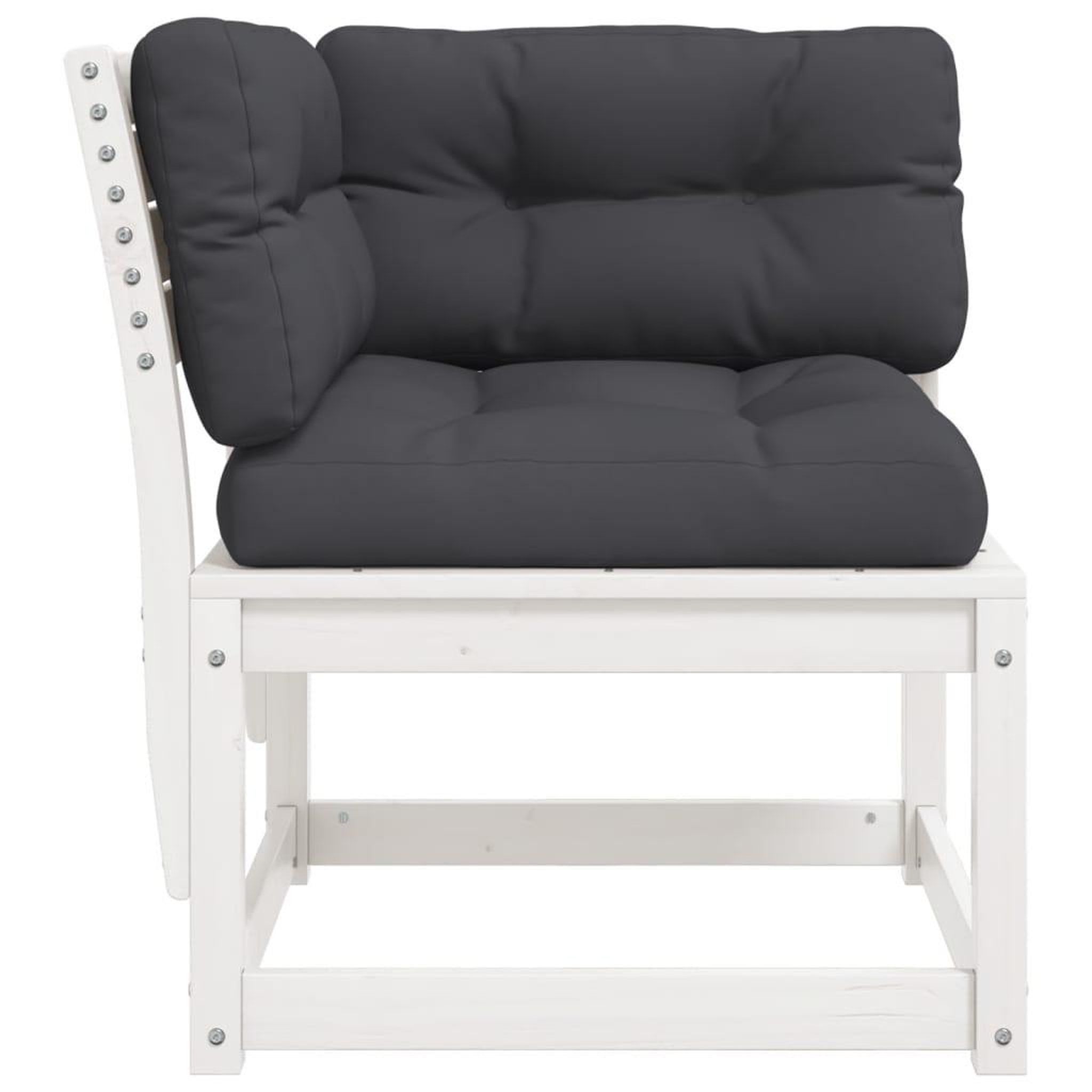 Voir la diapositive 5 : VIDAXL Canape d'angle de jardin et coussins blanc bois de pin massif