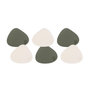 Voir la diapositive 1 : BJORN Sous-verre curve réversible - 6 pièces - Cuir recyclé blanc crème et vert de gris