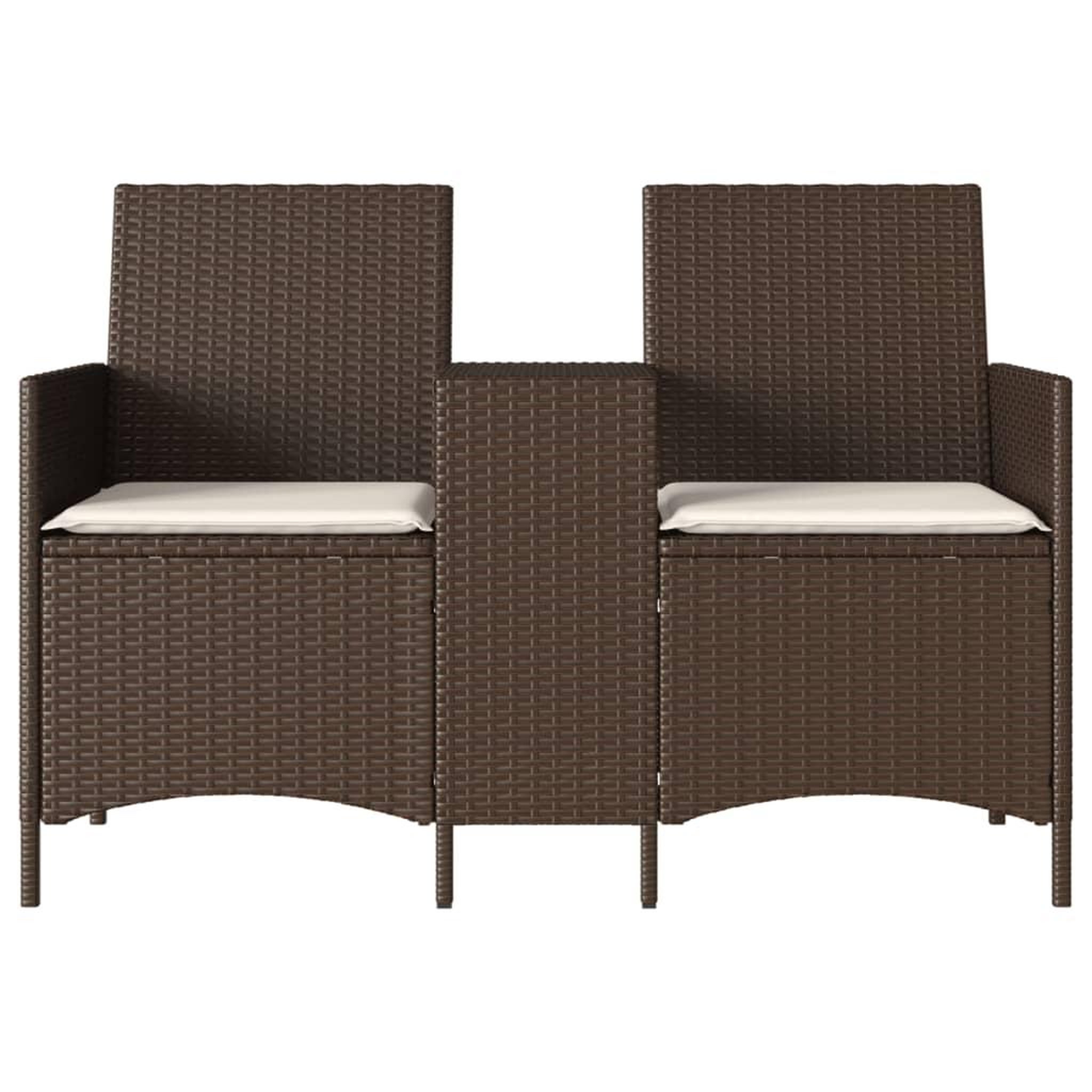 Voir la diapositive 4 : VIDAXL Canape de jardin 2 places avec table et coussins resine tressee
