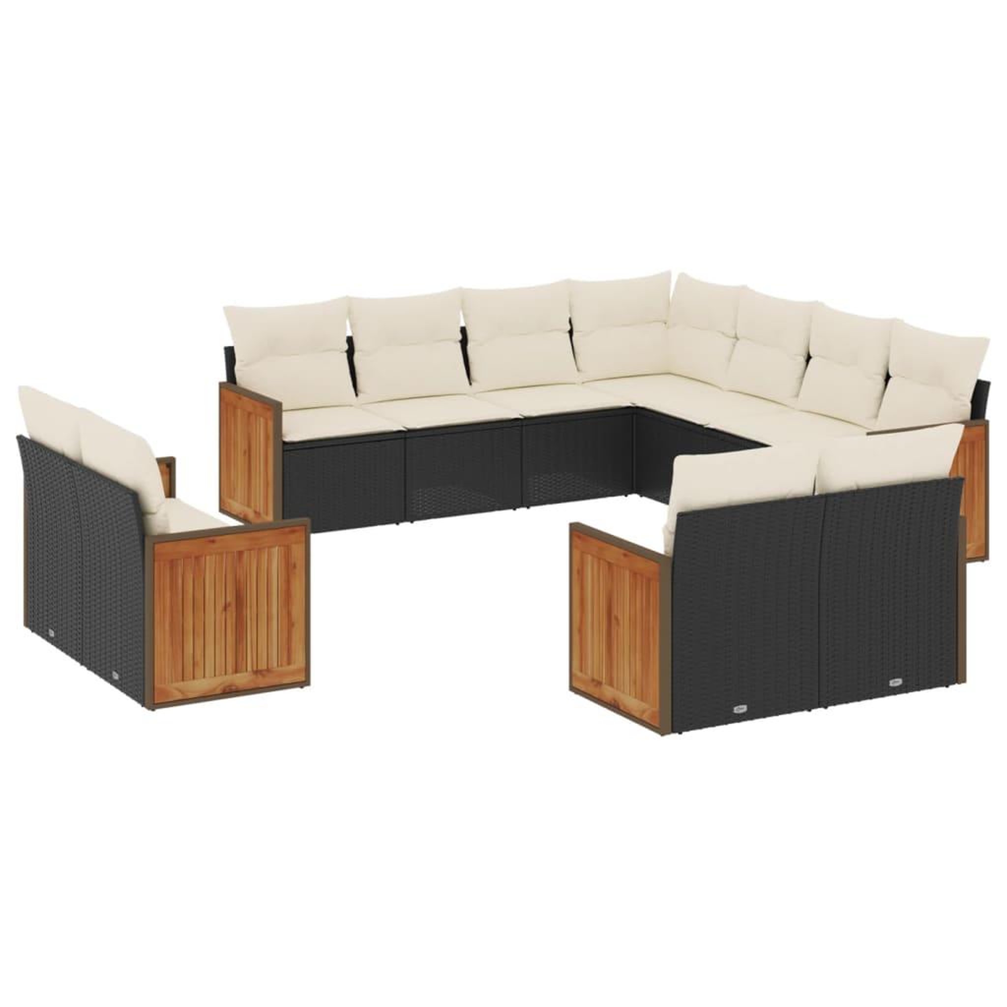 Voir la diapositive 2 : VIDAXL Salon de jardin 11 pcs avec coussins noir resine tressee